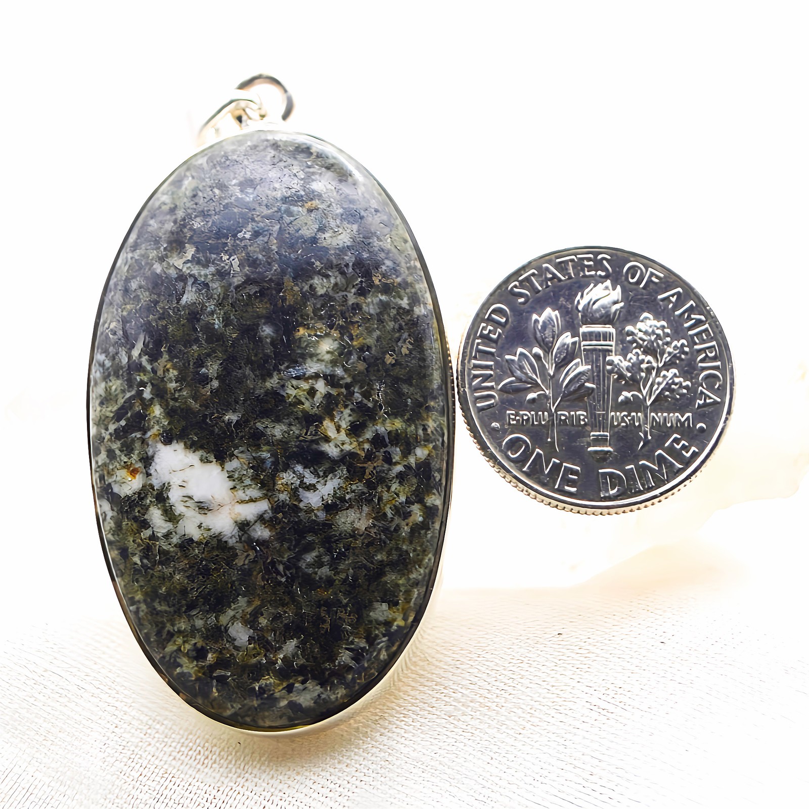 Preseli Bluestone 925 Silver Large Pendant Stonehenge Genuine British Crystal