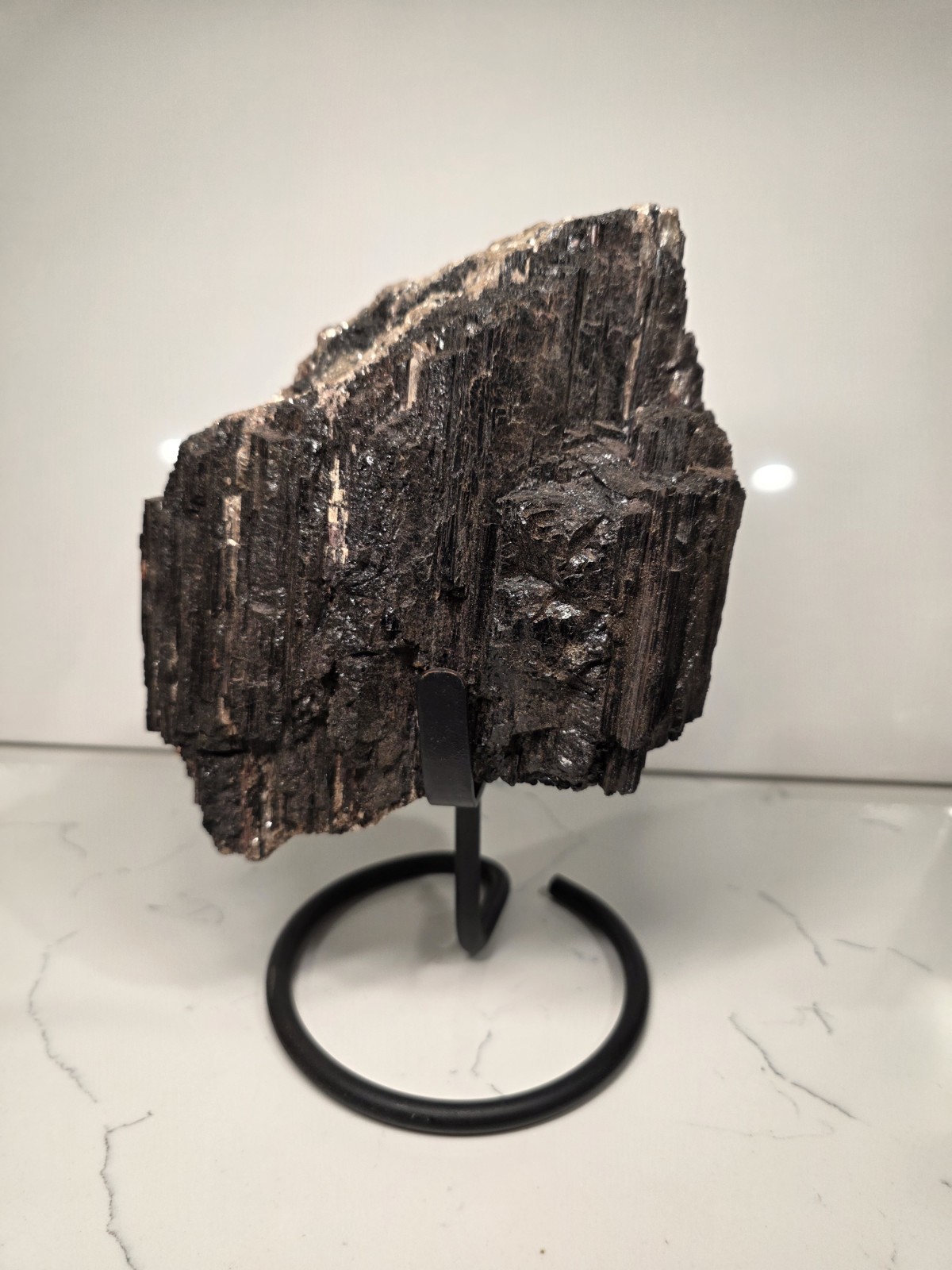 7LB 7″ Natural Black Tourmaline Cluster Mineral Specimen Healing WITH STAND