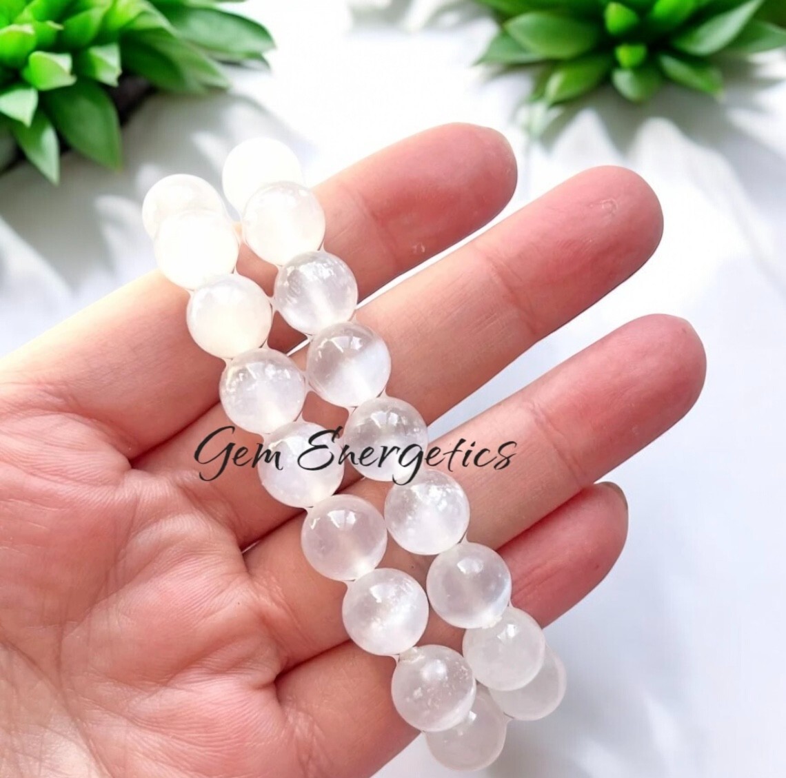 Selenite Bracelet Selenite Crystal Bracelet Gemstone Chakra Reiki Healing 6mm