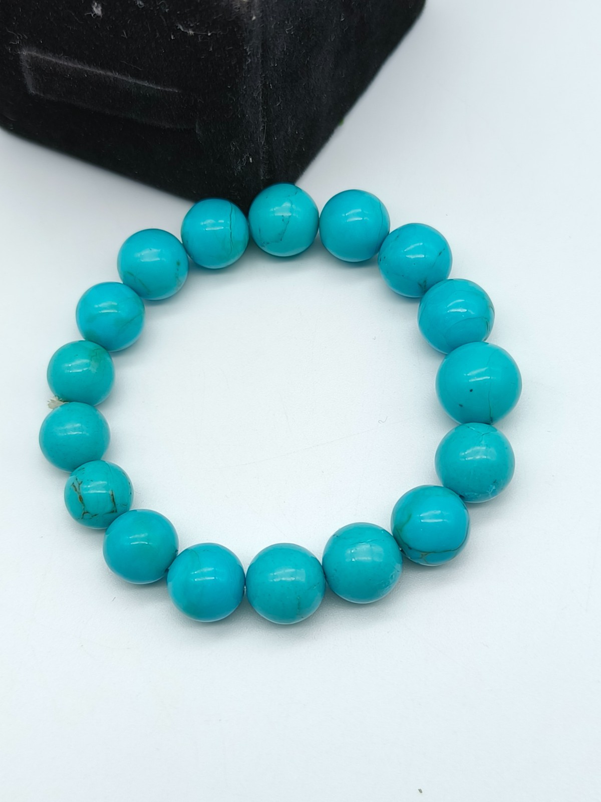 Natural Turquoise Beads Stretchable Bracelet-10/12mm Beads, Bracelet 7-8 Inch