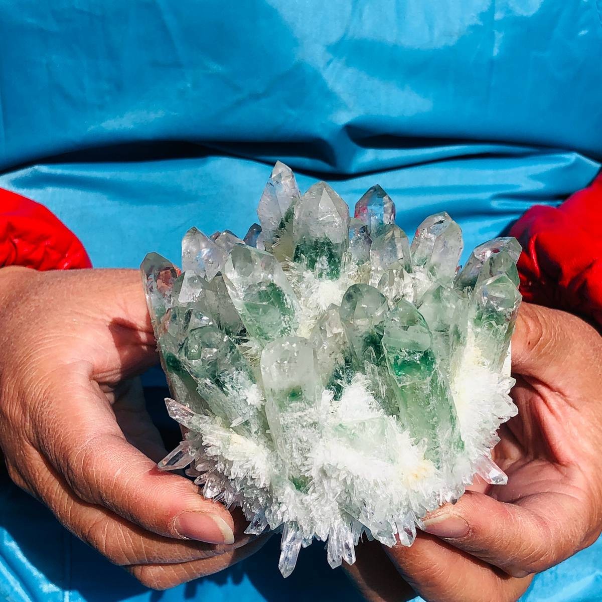 2 piece Lab-Grown Green Crystal Clusters Healing Energy Home Decor 2.61LB
