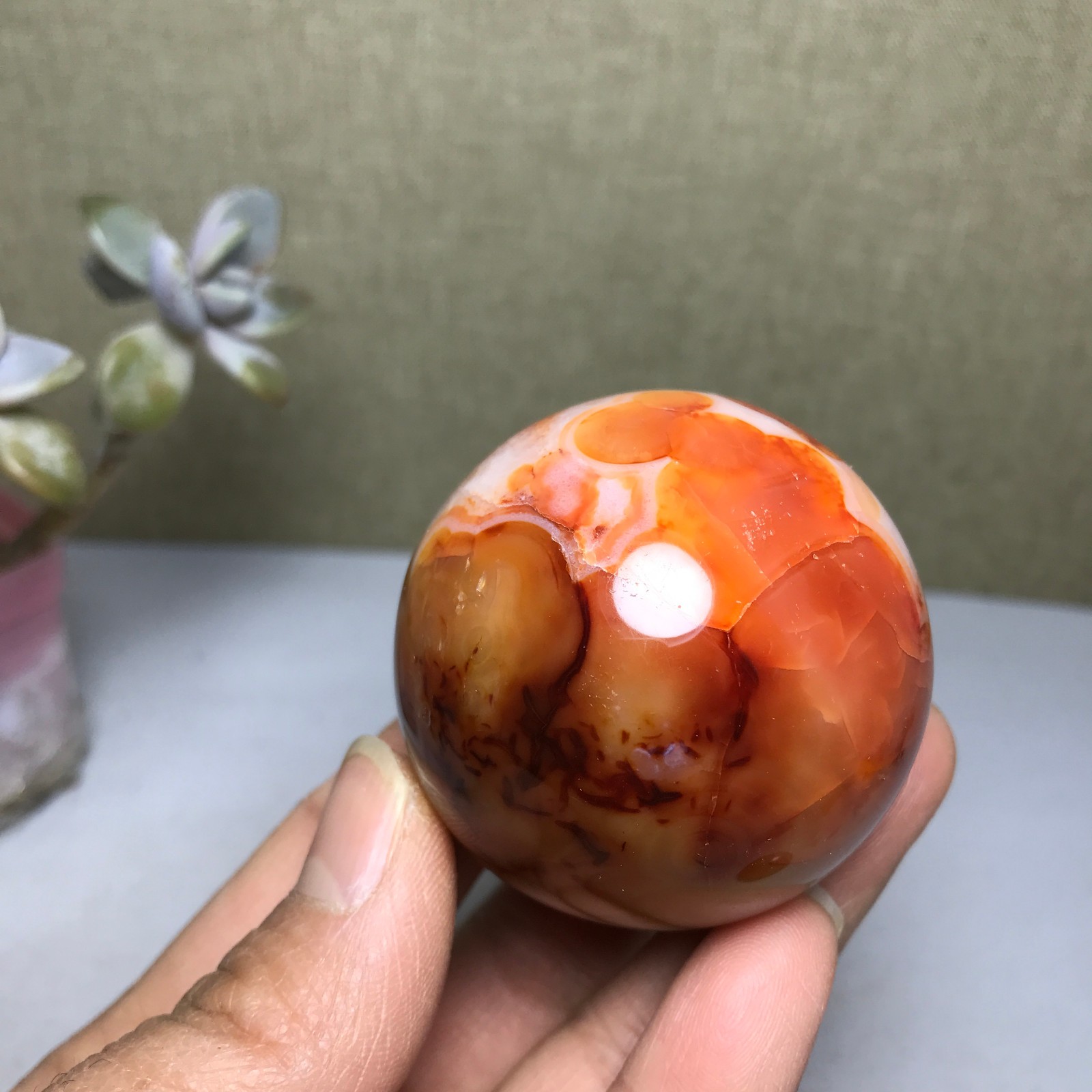 48mm Natural red agate sphere ball Crystal polish/rough specimens 160g A2975