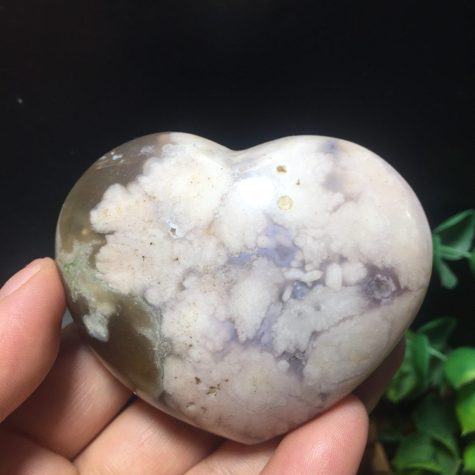 151g Natural Sakura Agate Heart Hand Carved Gift Healing 102