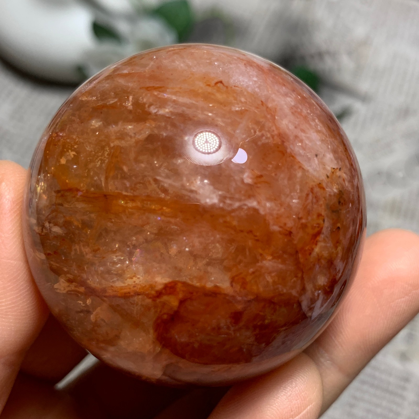 197g Natural Red Gum Flower Ball Crystal Sphere Specimen Energy Healing Reiki