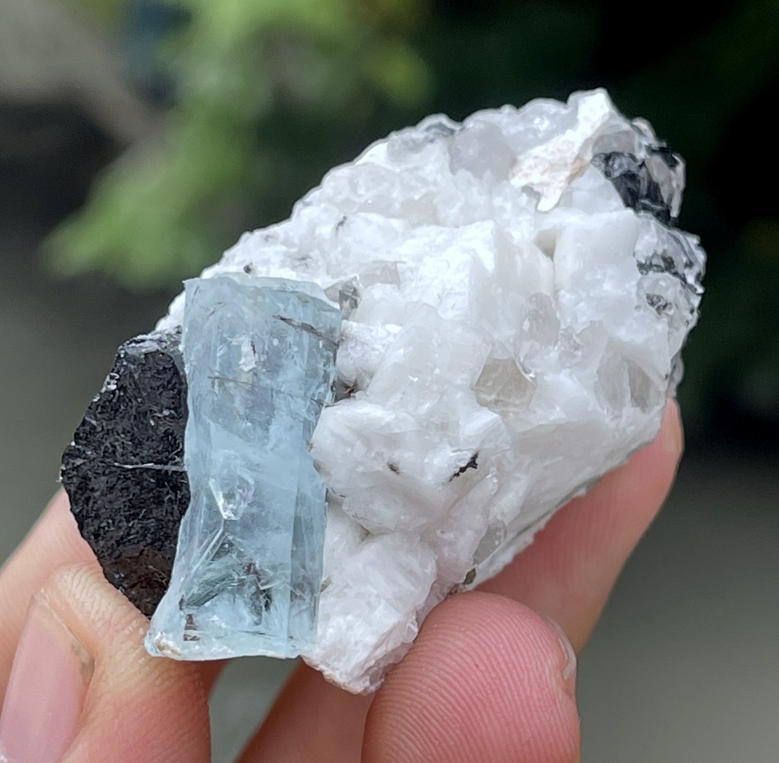 60 Gm Very Beautiful Aquamarine With Schorl Feldspar Combine From Pak