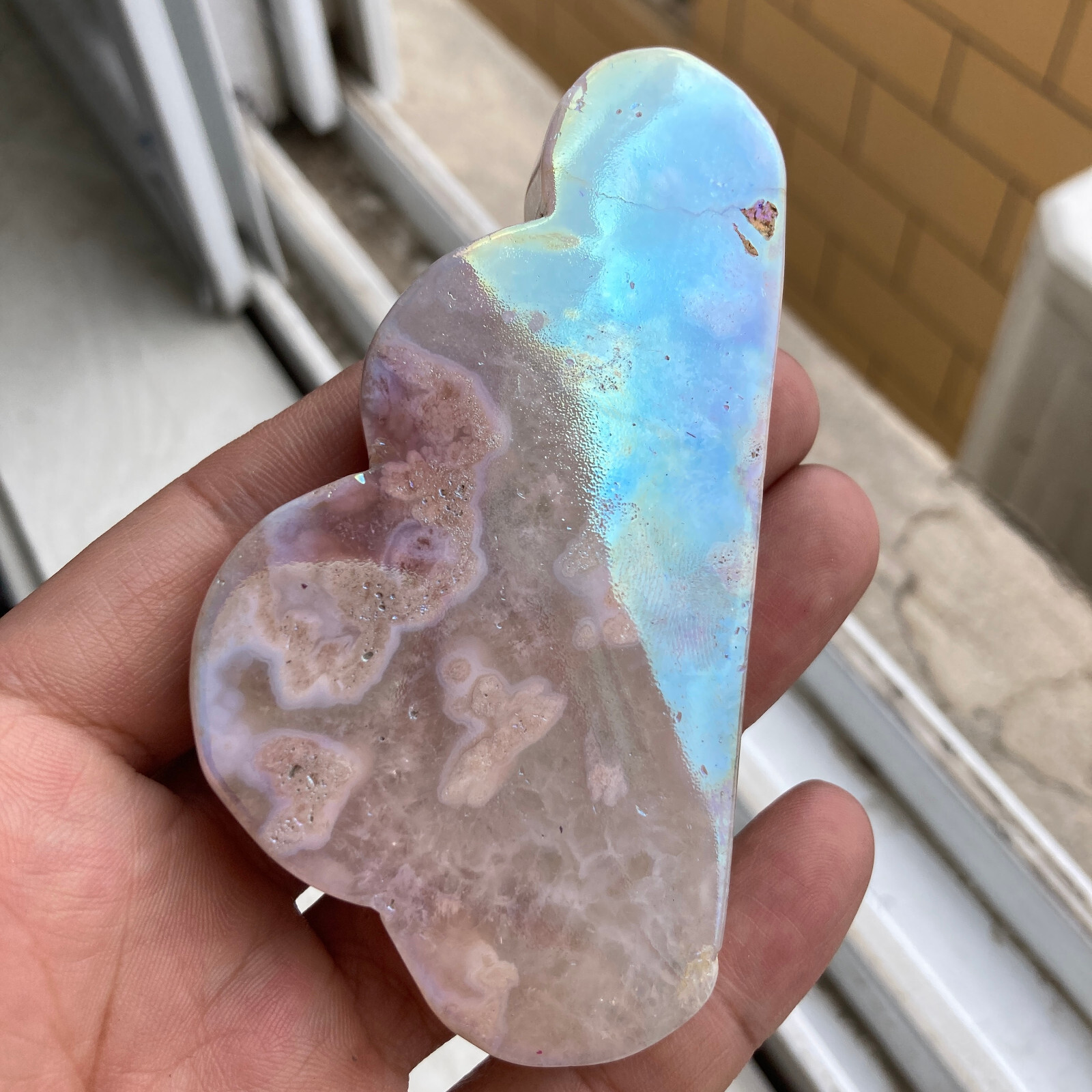 114g Flower Agate Slab Cloud Shaped Titanium Angel Aura Stone Quartz Specimen
