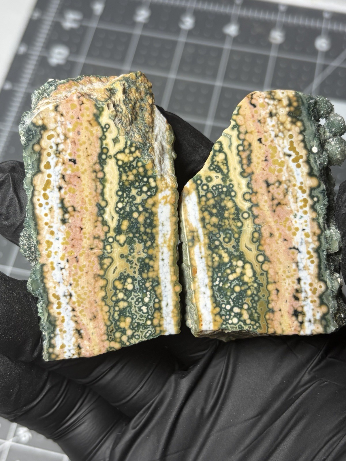 Excellent Ocean Jasper Face Polished Specimens Colorful Orbs Druzy