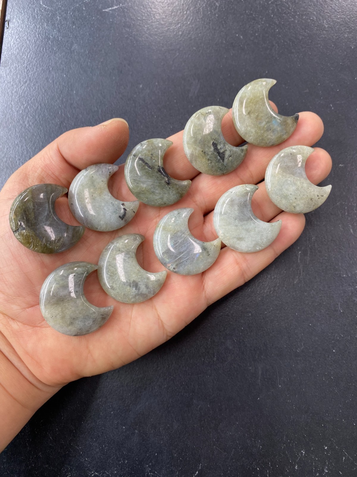 10pc Natural labradorite Quartz carved moon crystal reiki healing gift random