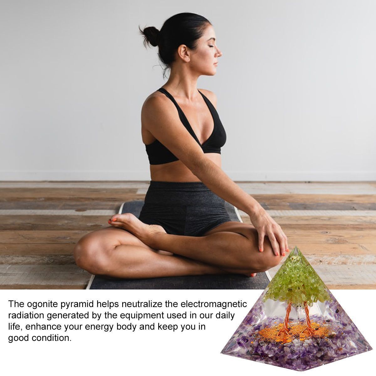 Tree Stem Crystal Orgone Pyramid Reiki Healing Chakra Meditation Orgonite Energy