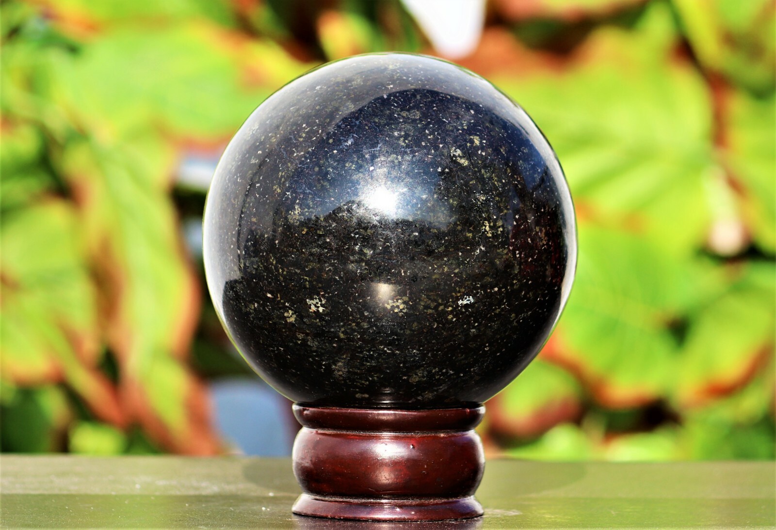 Superb 110MM Black Nuummite Stone Sorcerer’s Stone Healing Metaphysical Sphere