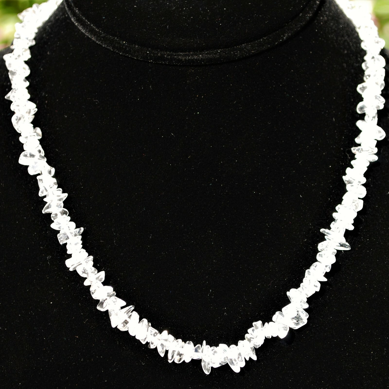 CHARGED Amplifier Clear Quartz Crystal Chip 18″ Necklace + Baby Selenite Heart