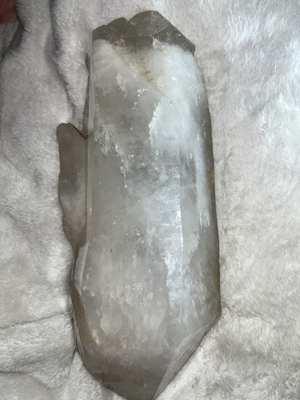 12+pound double terminated completely natural, quartz crystal 14 X 5 X5 inches