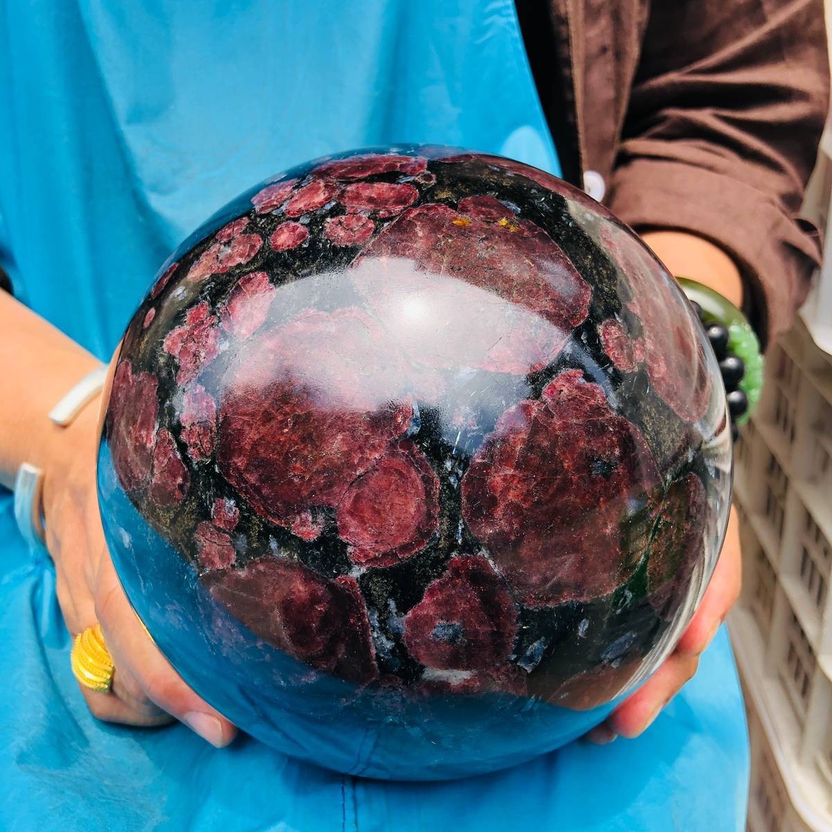 14.82LB Natural Firework Stone Quartz Sphere Crystal Ball Healing Decorati 4983