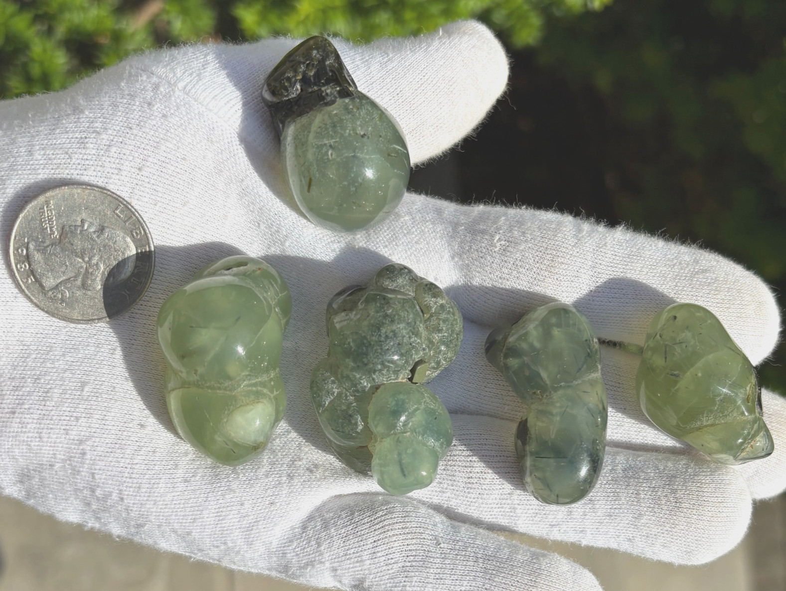 USA SALE 120g LOT 5 PREHNITE & EPIDOTE BOTRYOIDAL TUMBLES TUMBLE STONE STONES