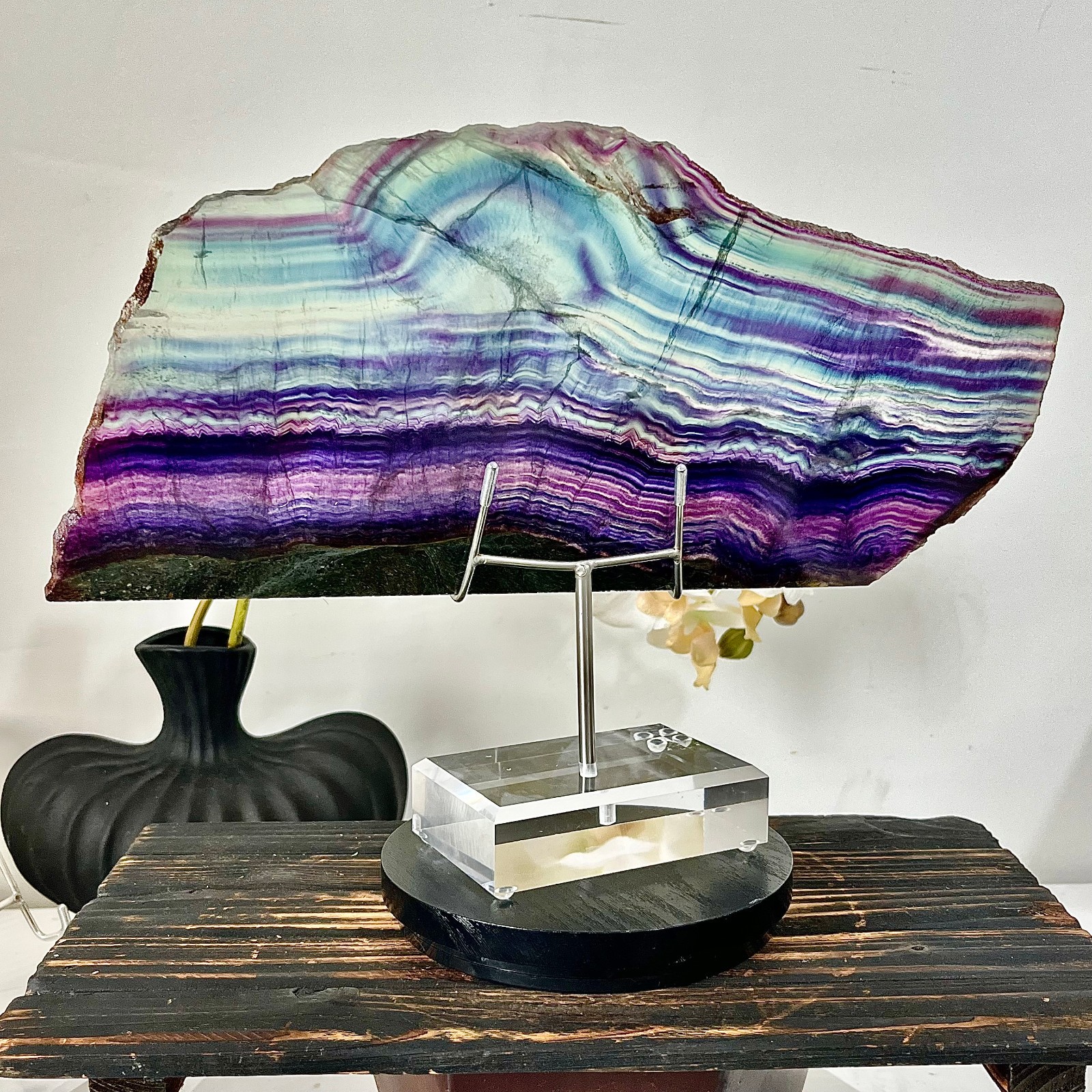 2.24LB Large natural fluorite, beautiful colored fluorite slices, crystal spirit