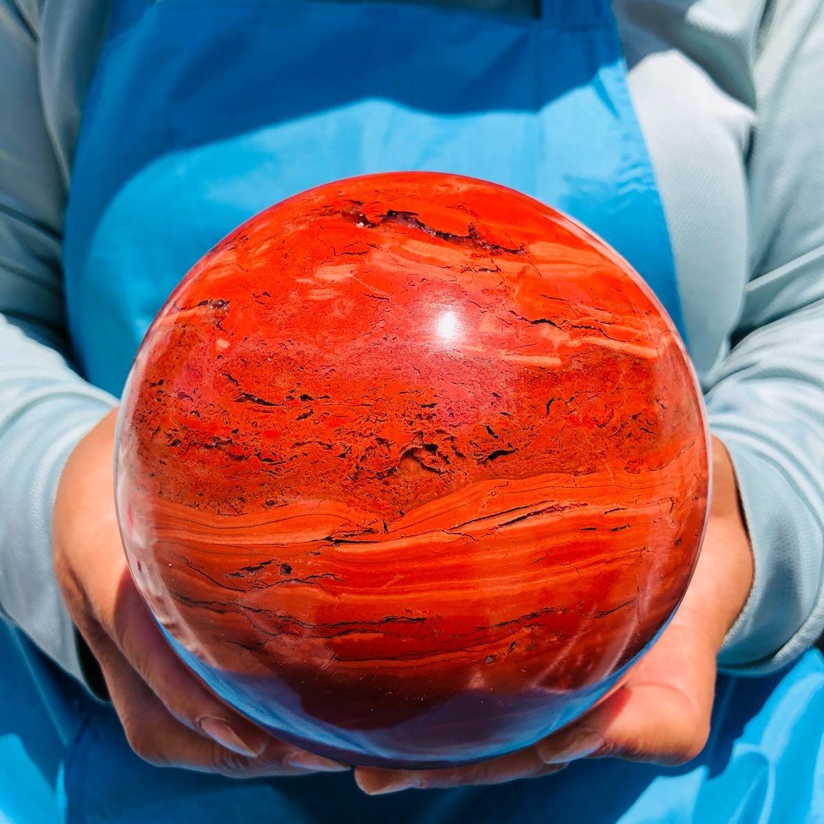 6.16LB Natural red jade ball quartz crystal ball, spiritual energy healing
