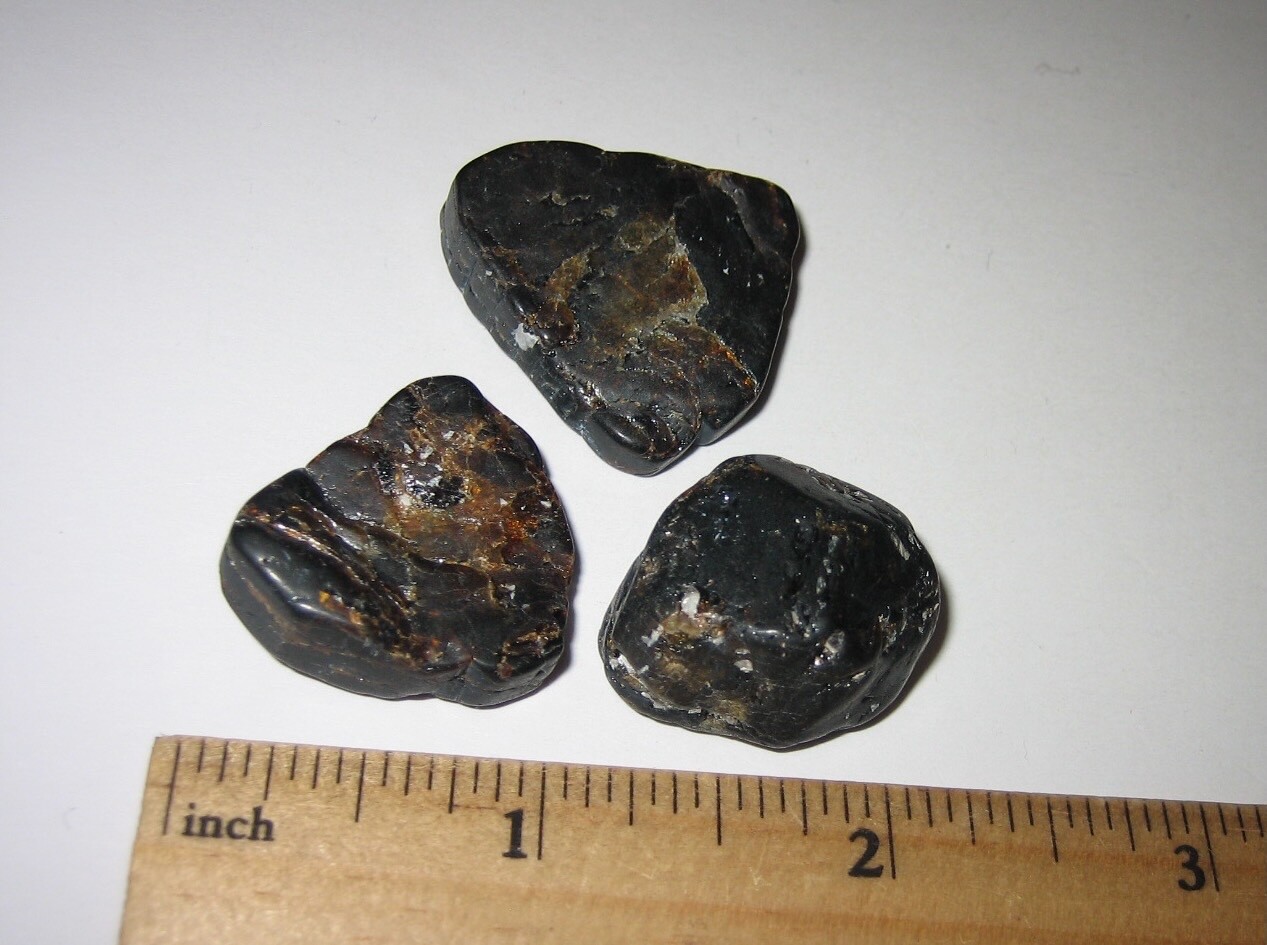 3 TUMBLED NATURAL 0.8″- 1.1″ DRAVITE BROWN TOURMALINE CRYSTAL STONES ~ 33.8g *1