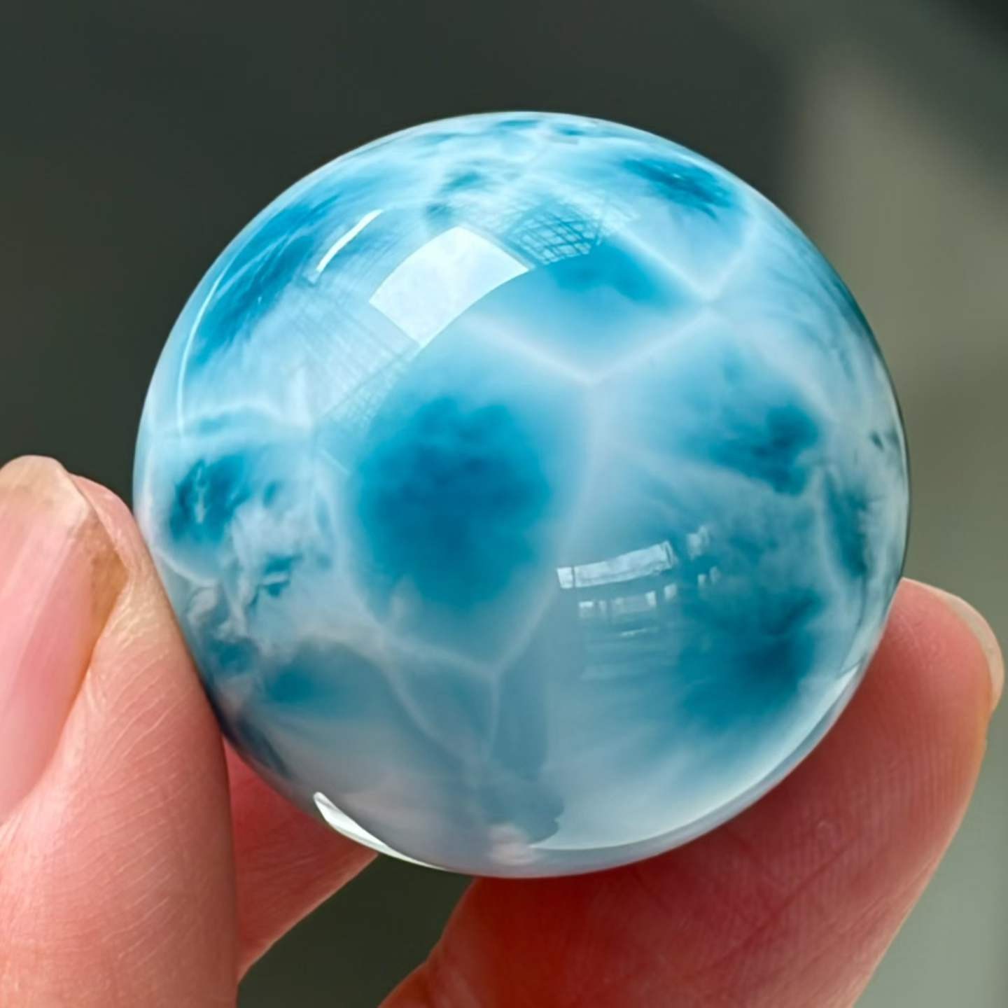 30mm Natural Larimar Gemstone sphere quartz polished ball Reiki energy