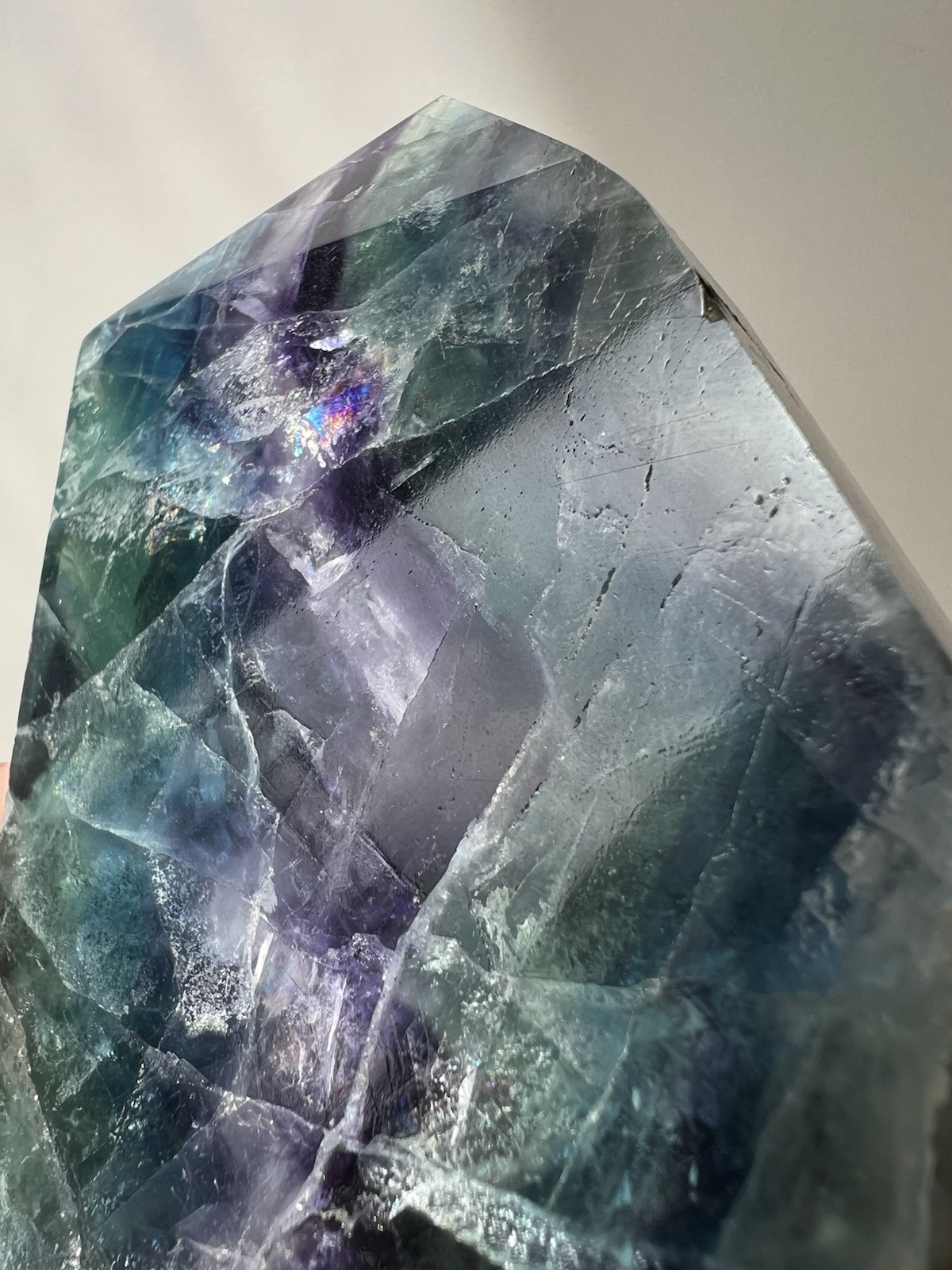319g – Rainbow Fluorite | Freeform Point |Slab Style with Natural Edge