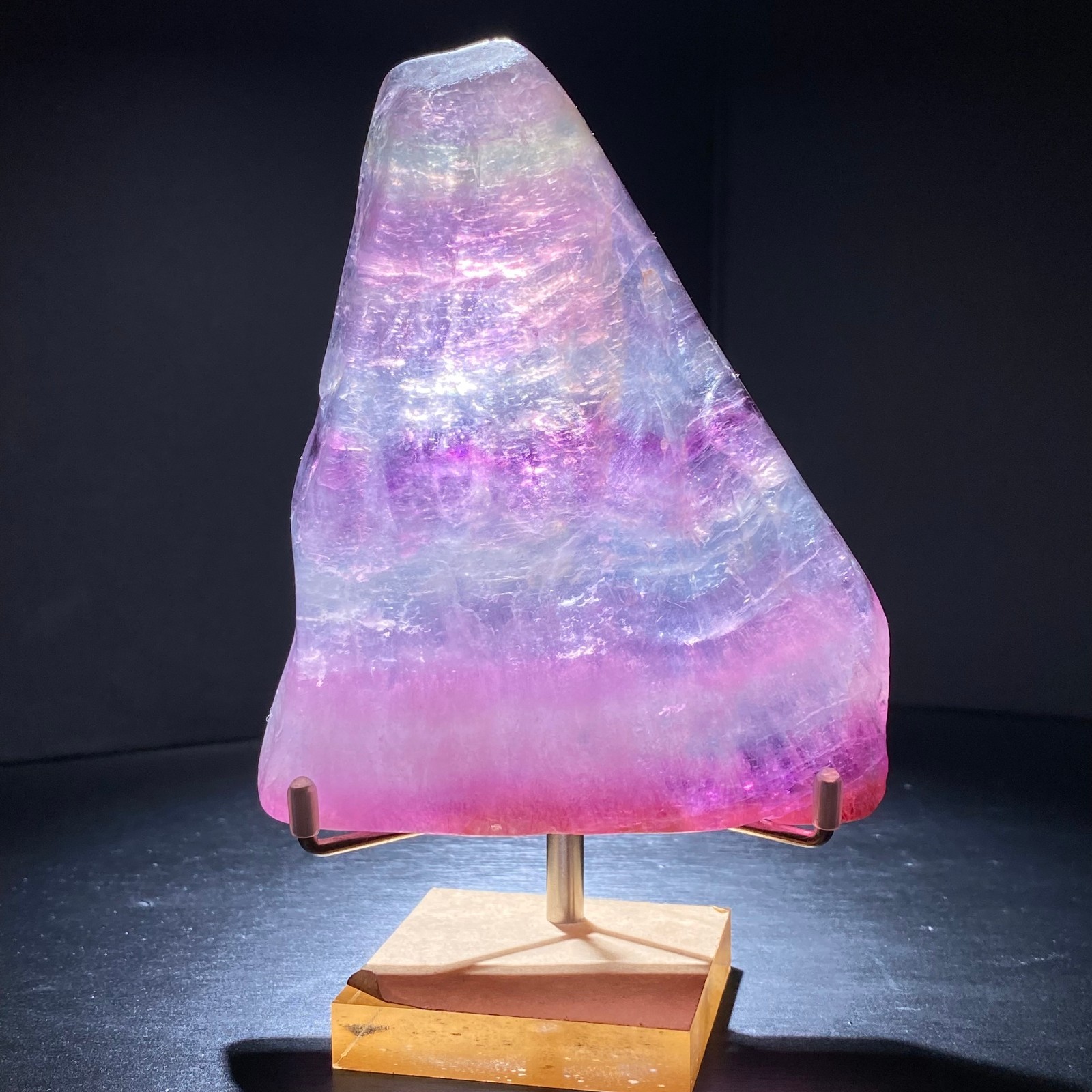 312g Natural beautiful Rainbow Fluorite Crystal Rough slices stone specimens