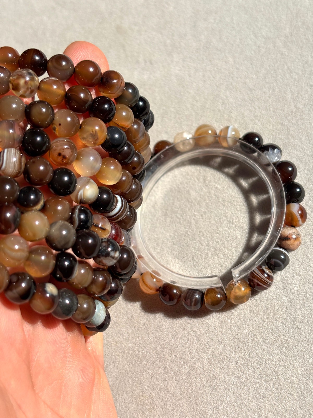 10pcs Botswana Agate Bracelet 8mm Beaded Healing Reiki Stretchy Bracelet