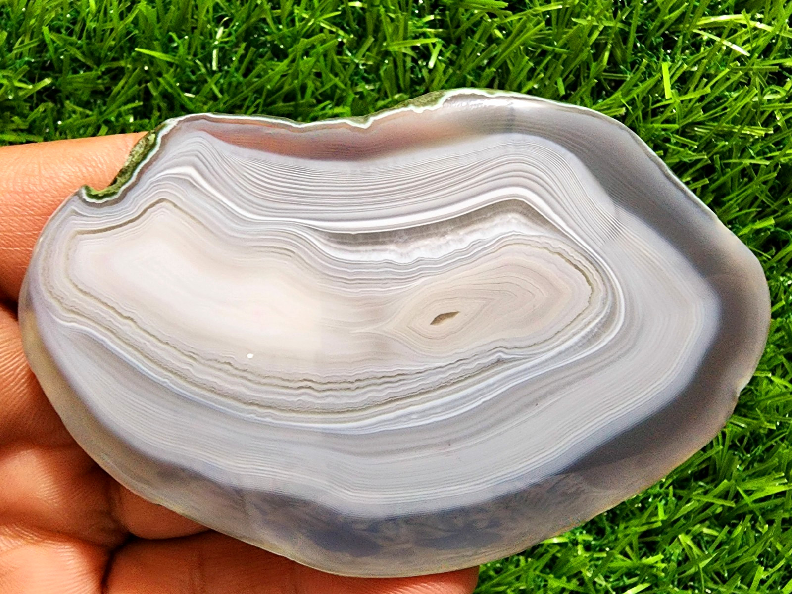 429ct White & Gray Slice Agate Druzy Crystal Polished Geode Slab Loose Gemstone