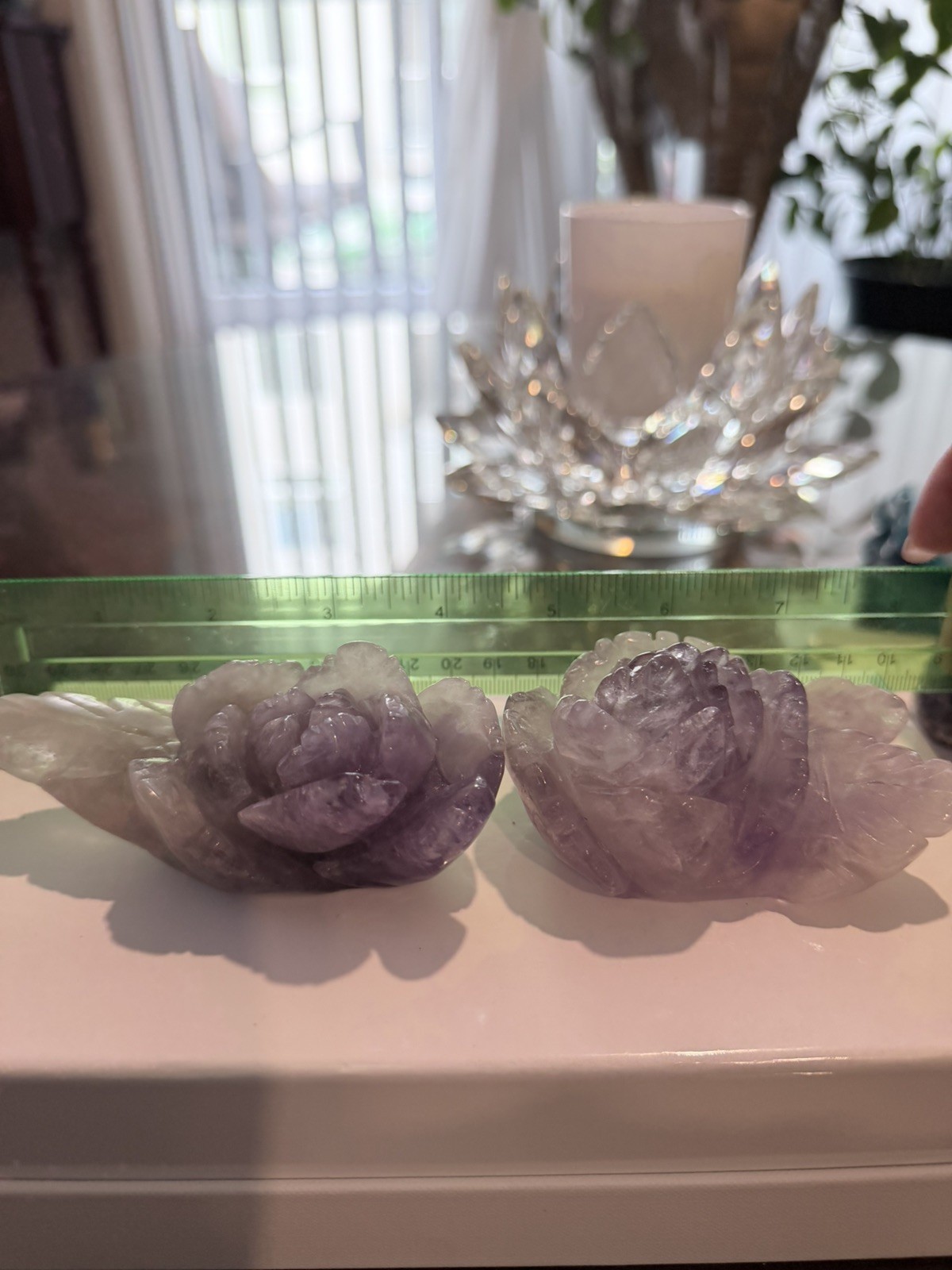 Two Amethyst Flower NATURAL Crystals 12.0oz Healing Crystals Reiki Chakra