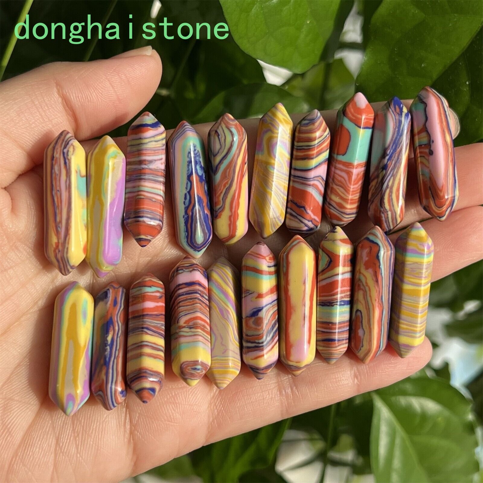 10pcs Synthetic Rainbow tophus obelisk pendant wand double point reiki healing