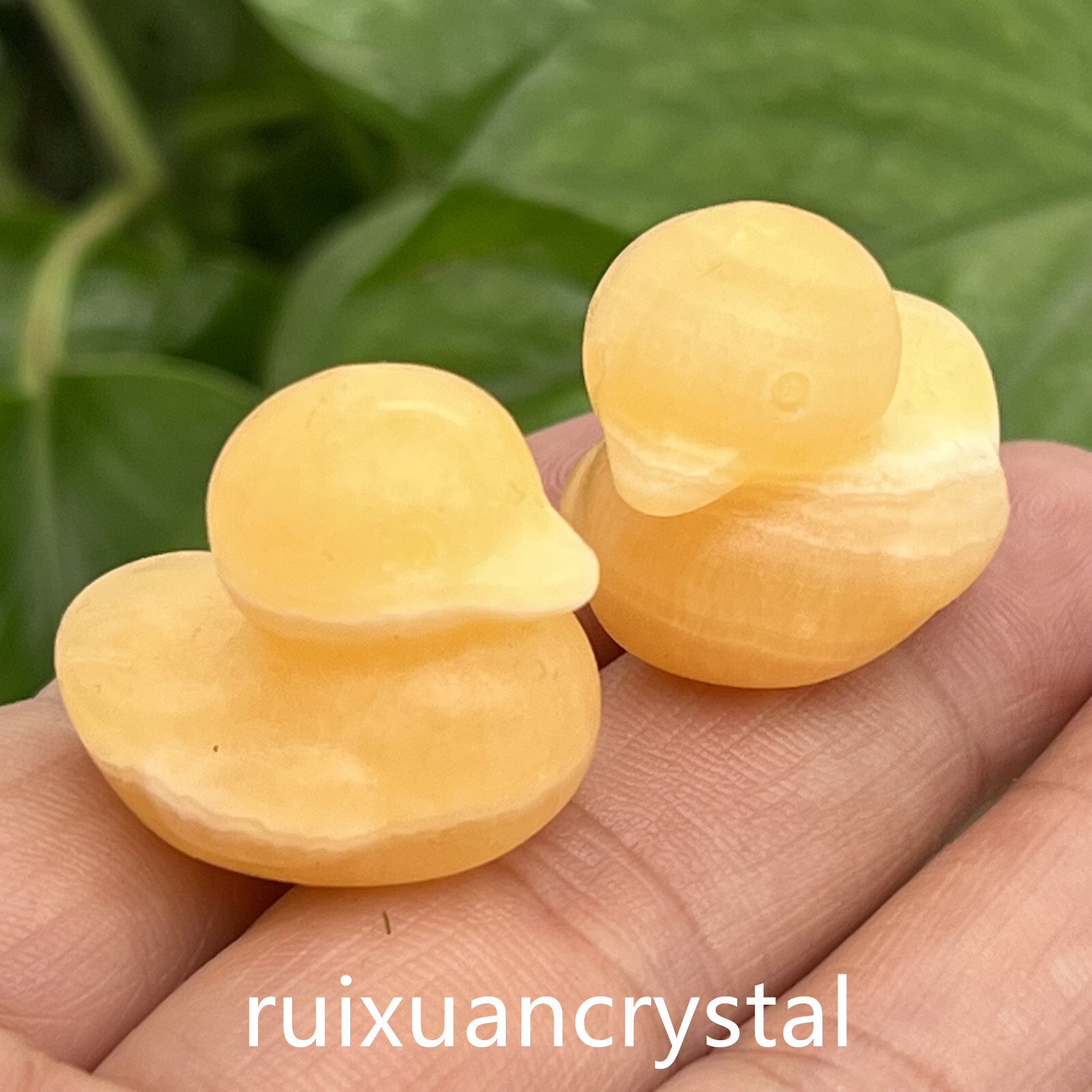 2pcs Natural Calcite hand carved Duck Skull quartz crystal healing
