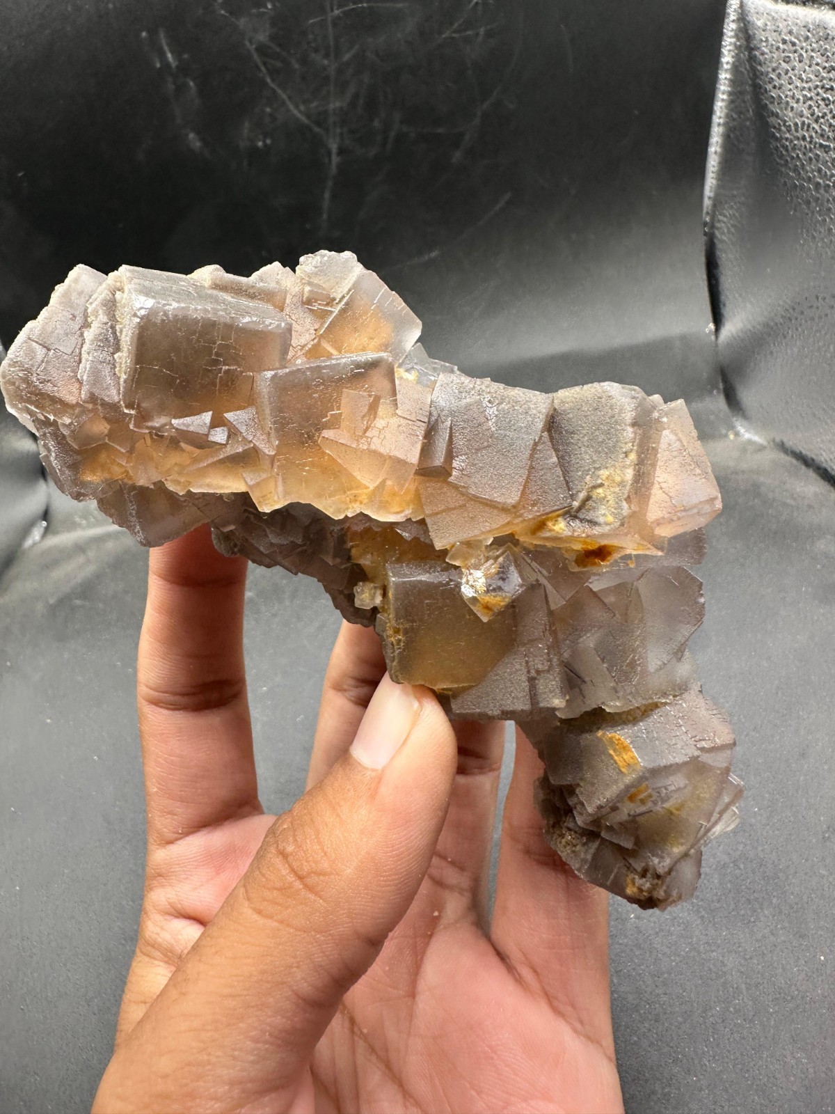 180g Natural Grey Fluorite Crystal with Yellow Inclusions Rare Crystal Mineral