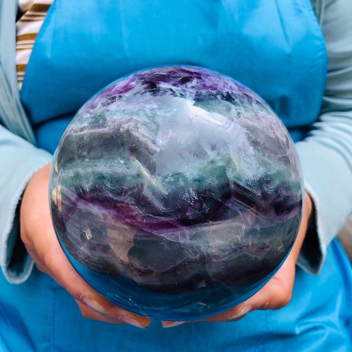 6.4 LB Natural Rainbow Fluorite Sphere Collectible Decor Healing Stone 5479