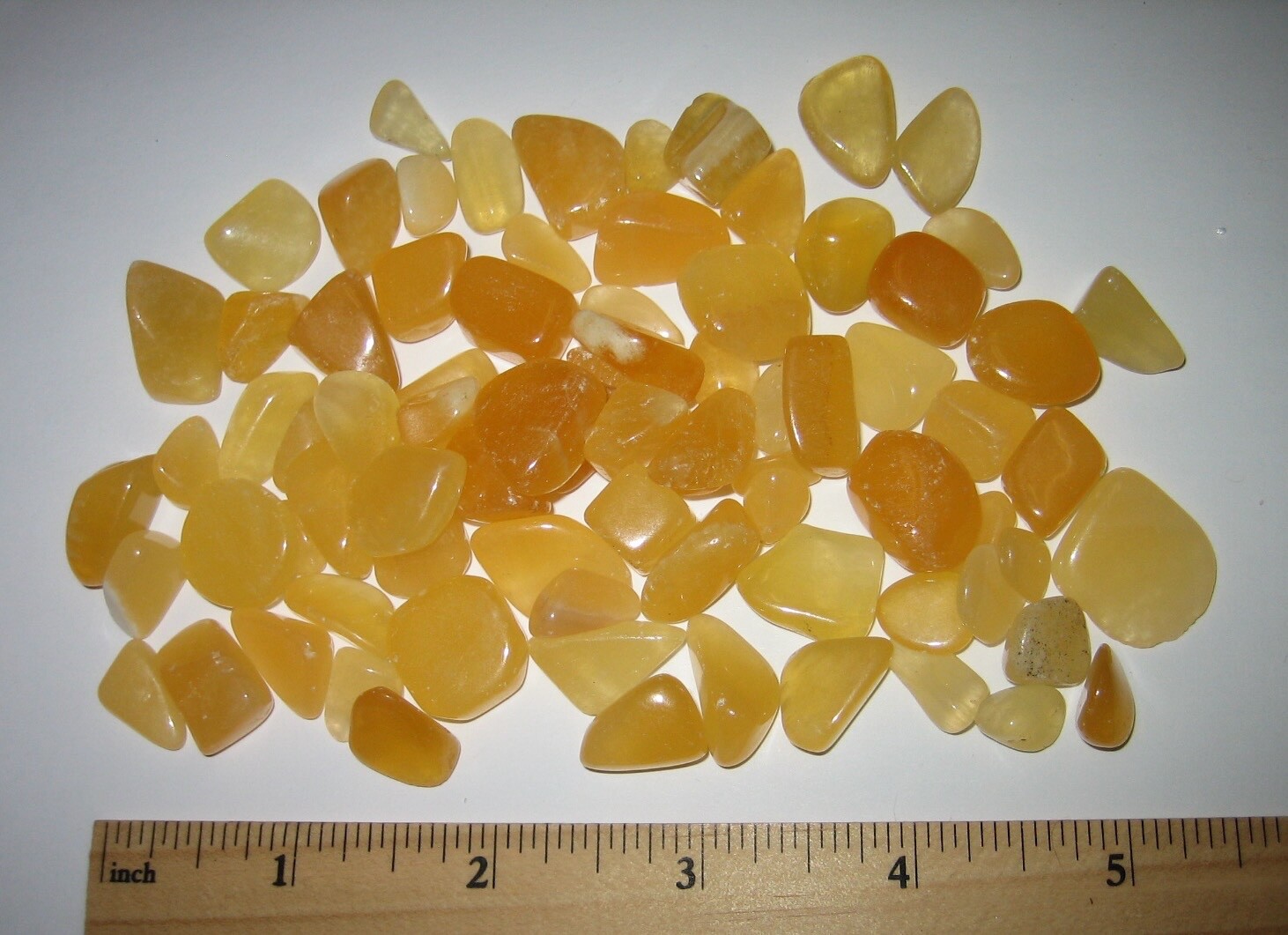 80 TUMBLED POLISHED 0.2″-0.8″ BRIGHT ORANGE CALCITE CRYSTAL STONES ~ 149grams *1