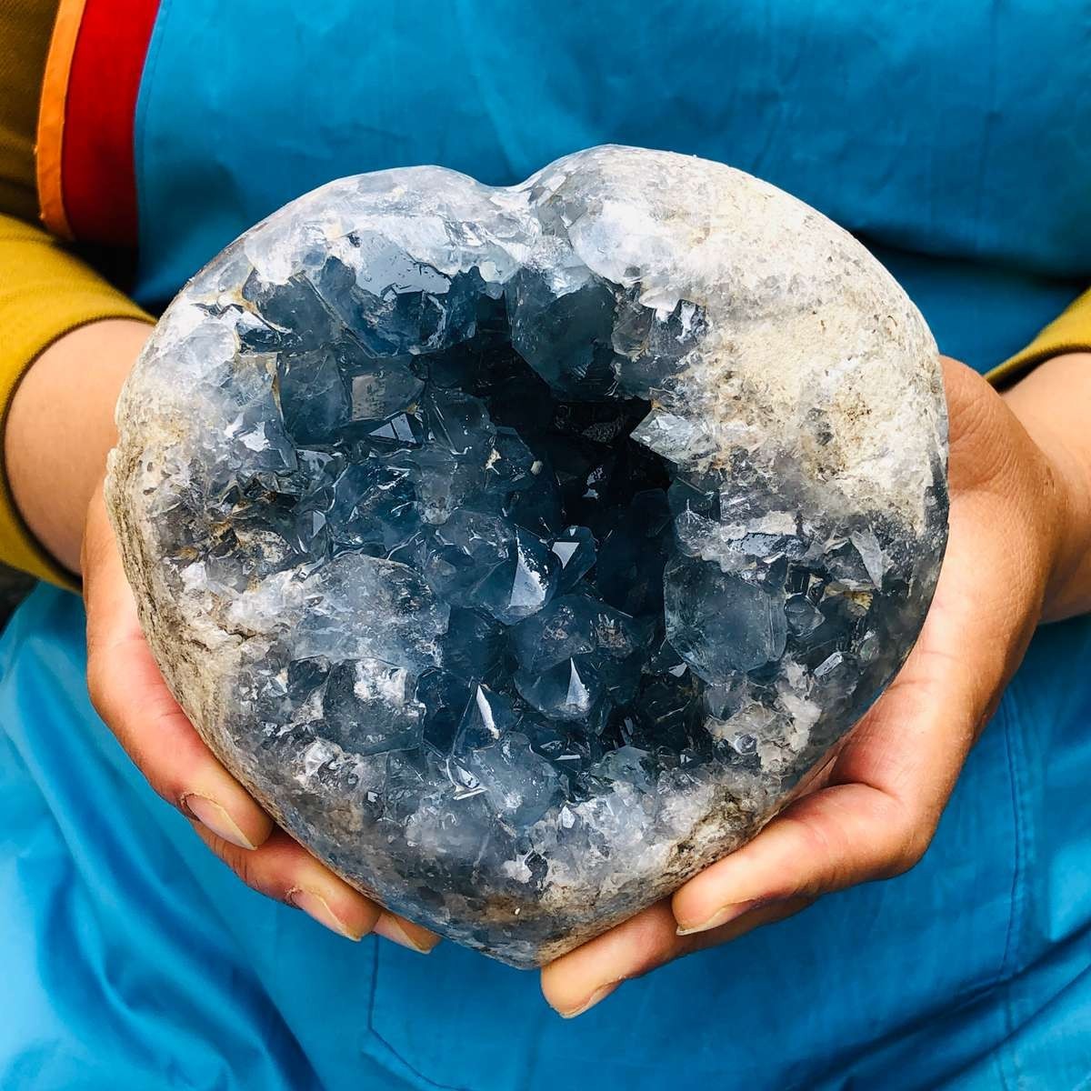 4.24LB Natural Blue Celestite Geode Quartz Crystal Mineral Specimen Healing