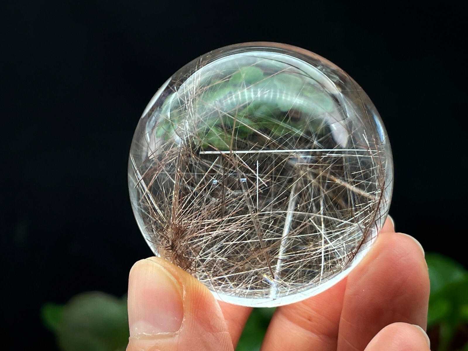 Red Rutilated Crystal Shpere Ball Housewarming Gift Home Decor E052028