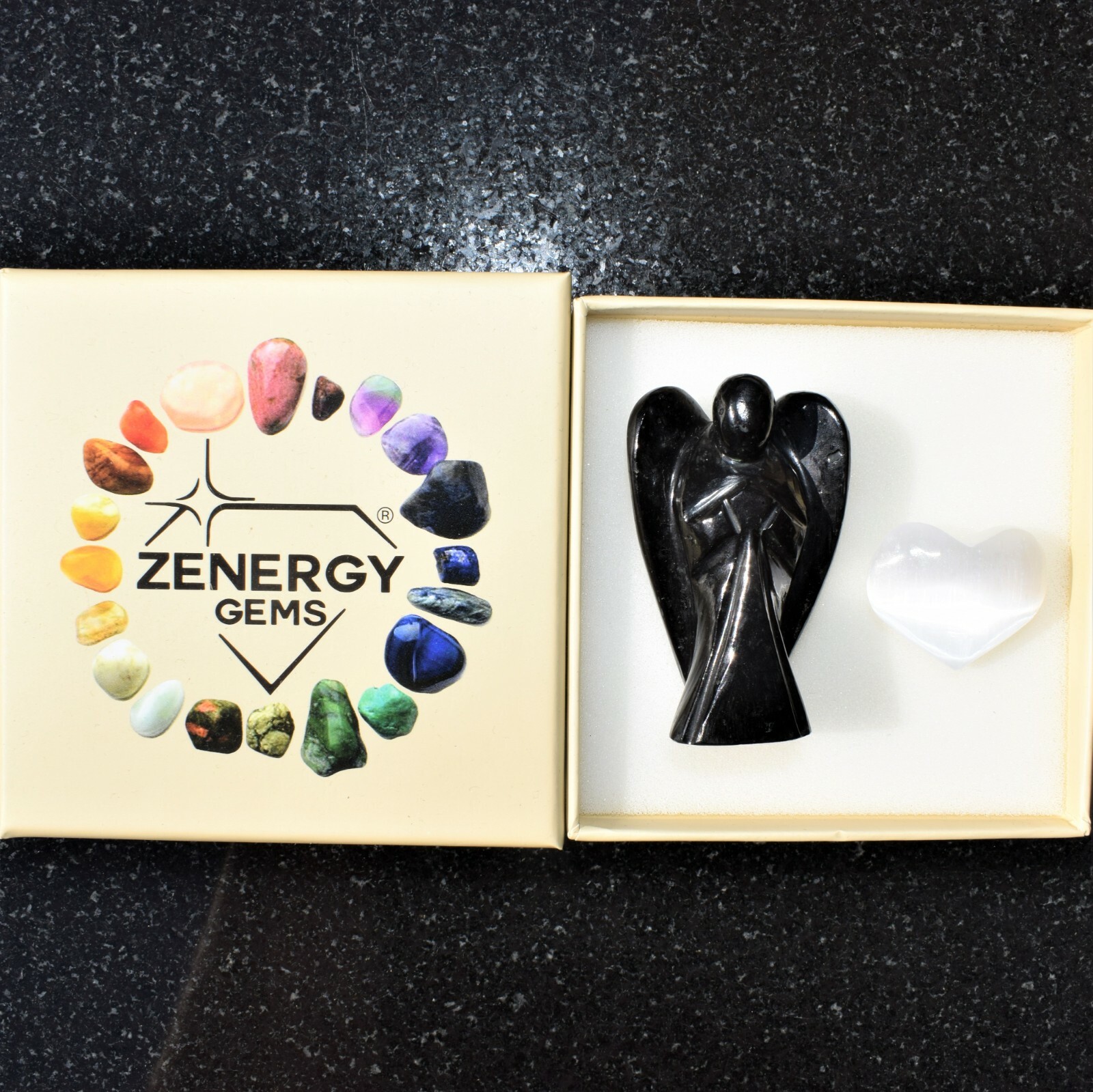 CHARGED 2″ Black Tourmaline Crystal Hand-Carved Angel Peaceful Energy!
