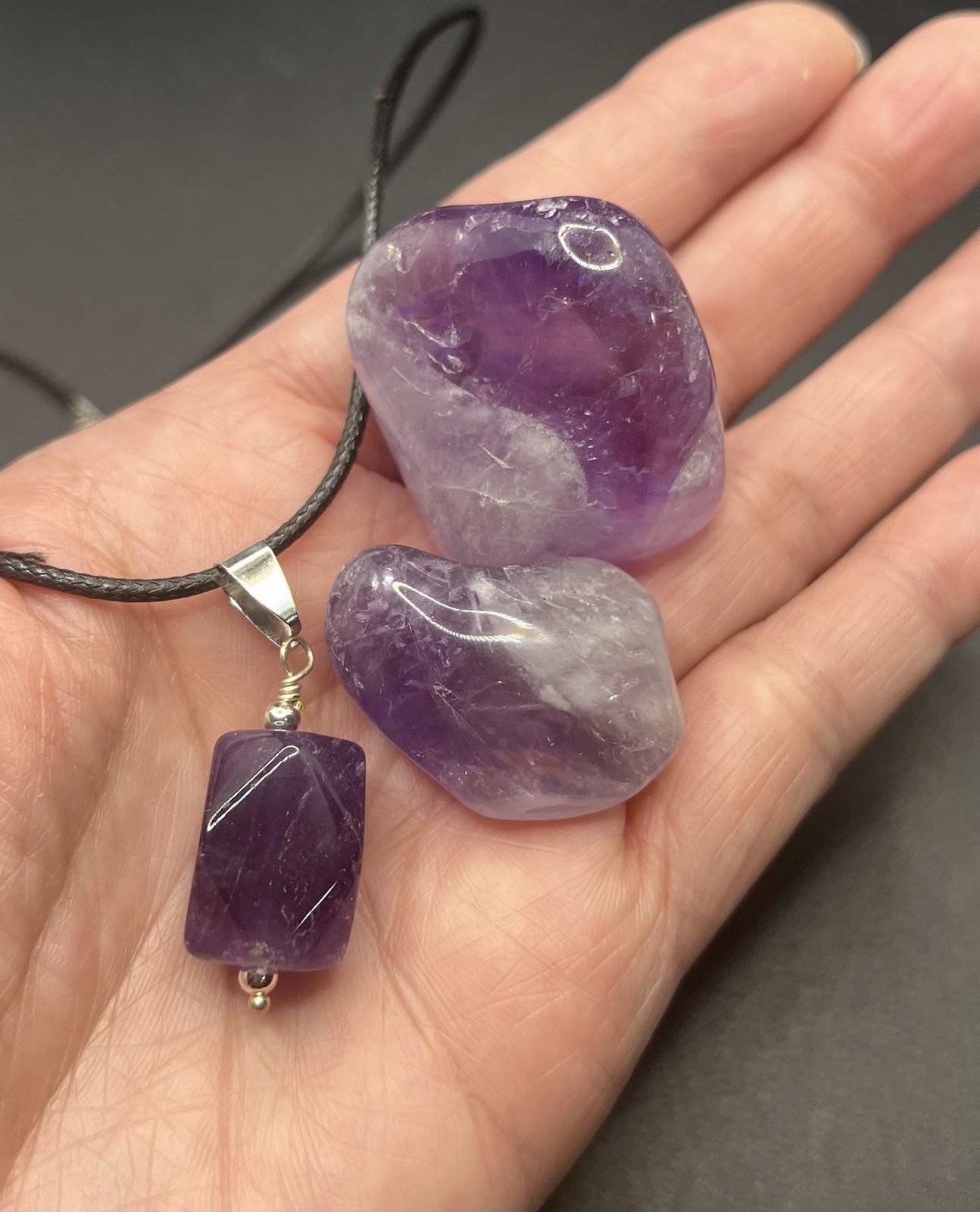 Amethyst Genuine Stones & Necklace Set