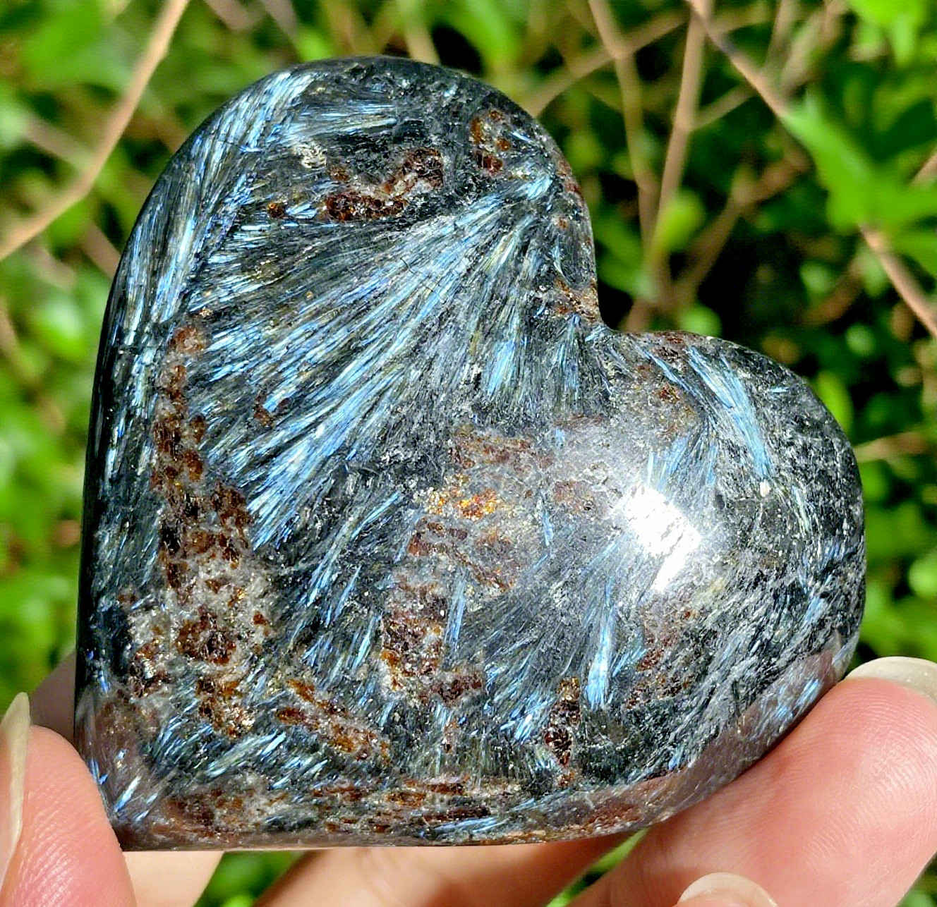 Natural Arfvedsonite Heart Stone Quartz Reiki Healing Crystal Gift Home Decor