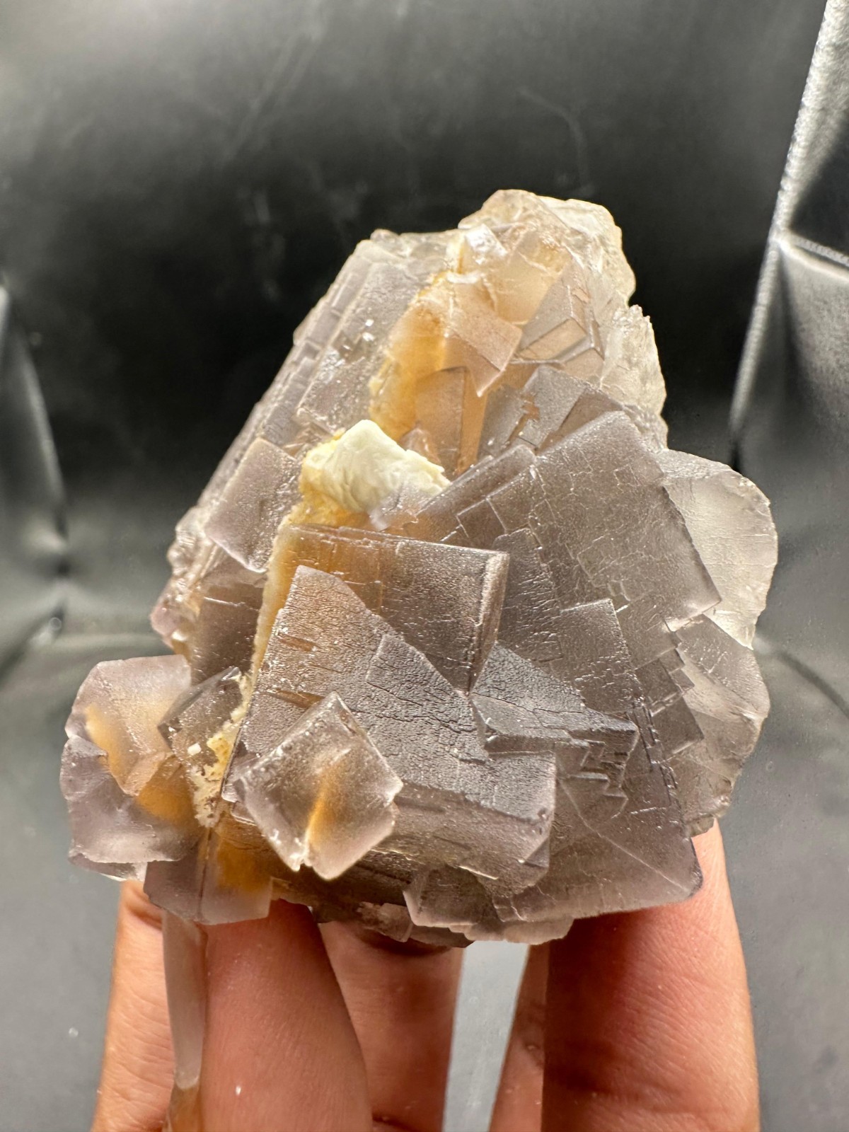 100g Natural Grey Fluorite Crystal with Yellow Inclusions Rare Crystal Mineral