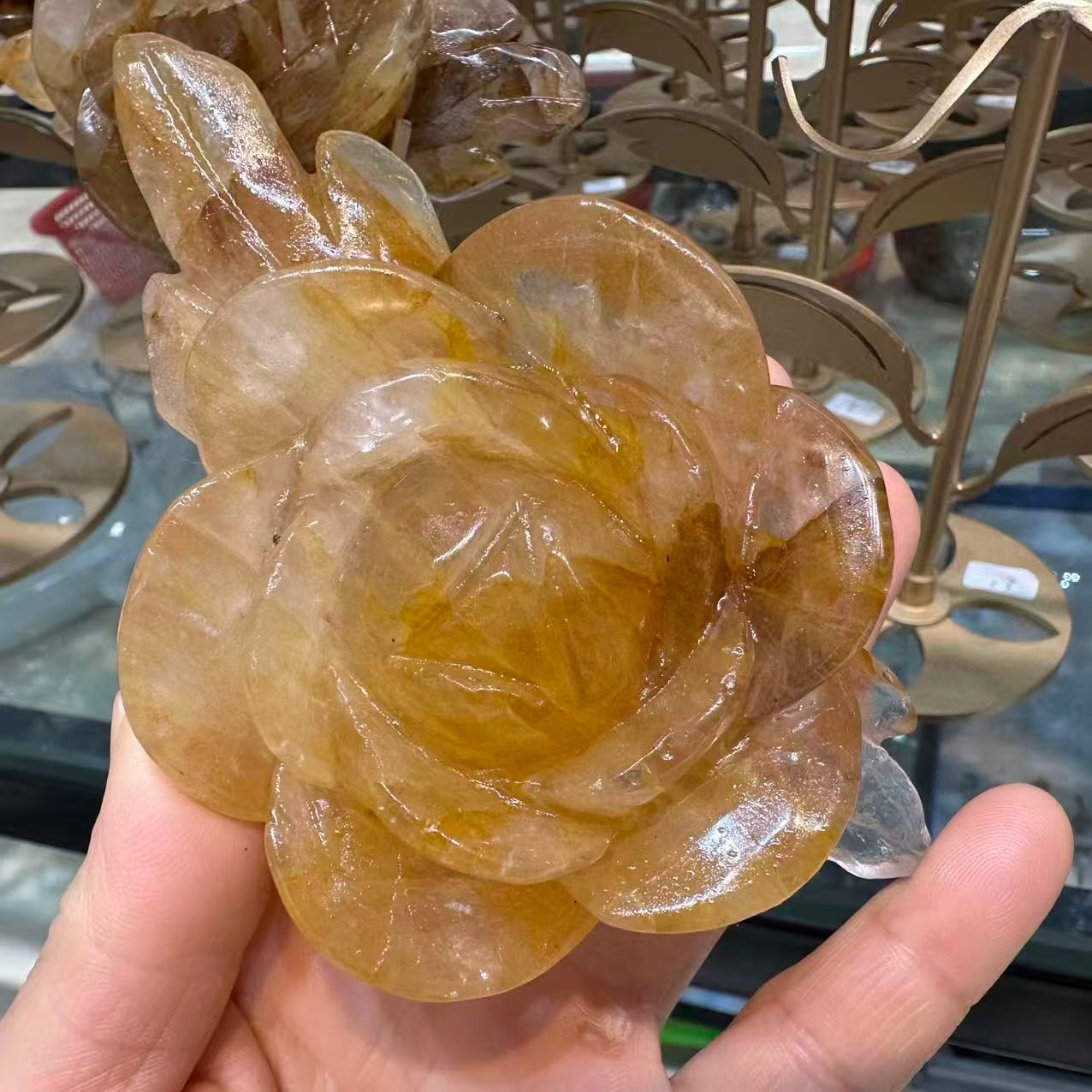 1pc Natural Gumflower Quartz Hand Carved Flower Skull Crystal Energy Reiki Decor