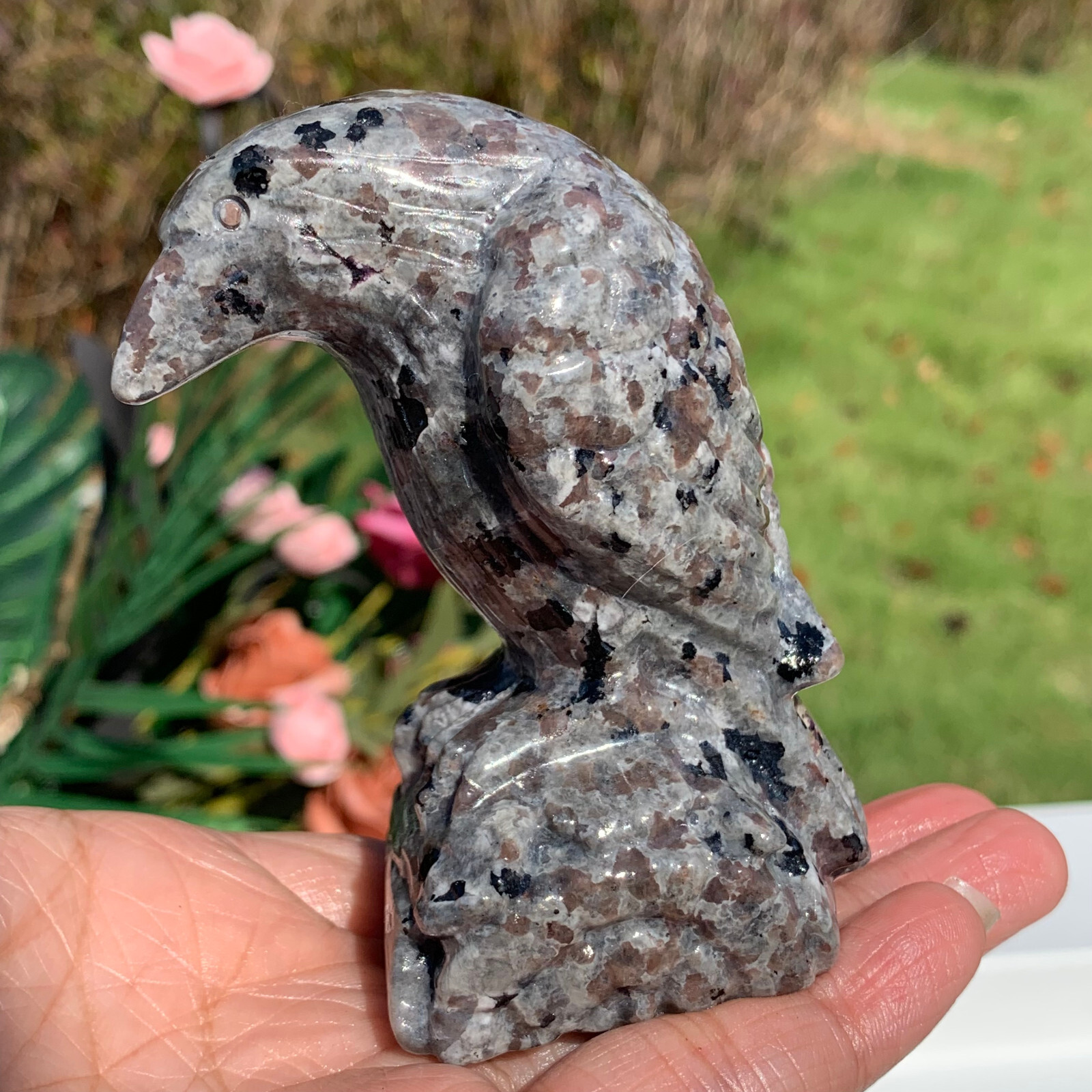 3″ Natural yooperlite crow raven skull carved Quartz crystal Carved gifts 1pc