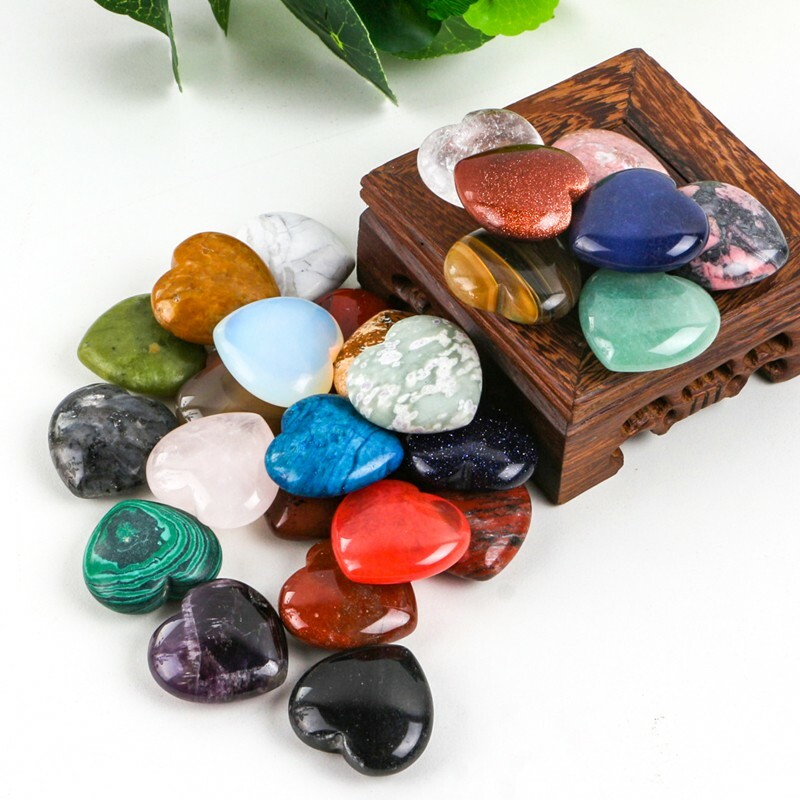 30Pcs 20x8mm Natural Heart Stone Quartz Bead No Hole Reiki Healing Chakra Craft