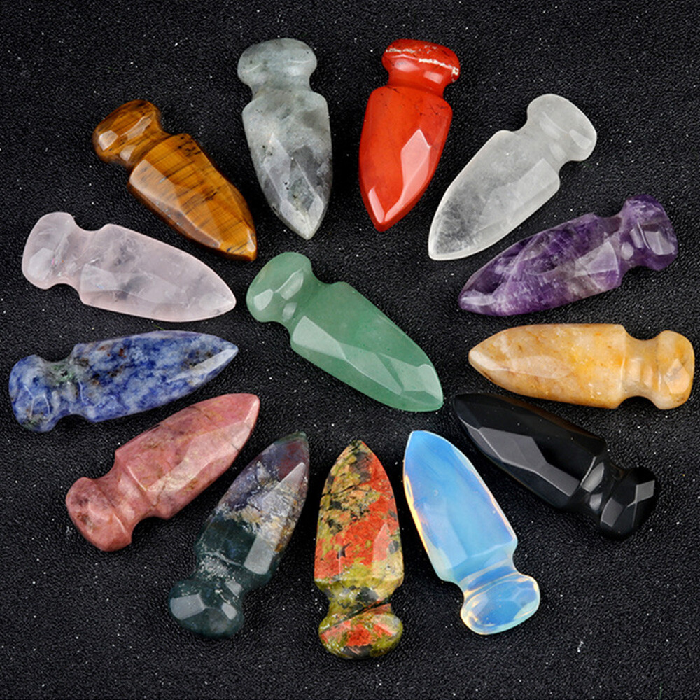 5cm Mini Chakra Natural Dagger Crystal Hand Carved Knife Quartz Polished Healing