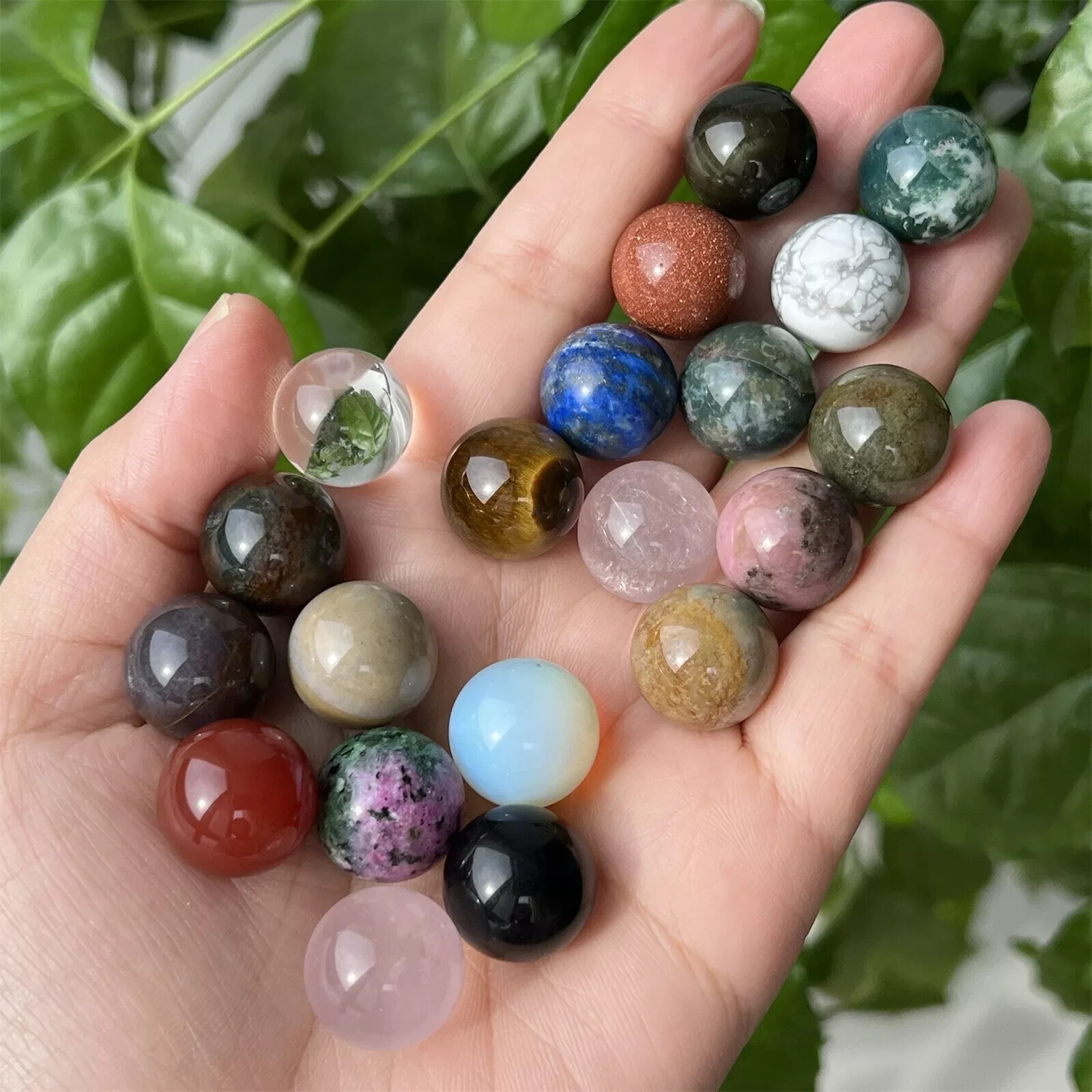 20pcs natural Mix Material gem Sphere quartz crystal ball reiki healing 15mm+