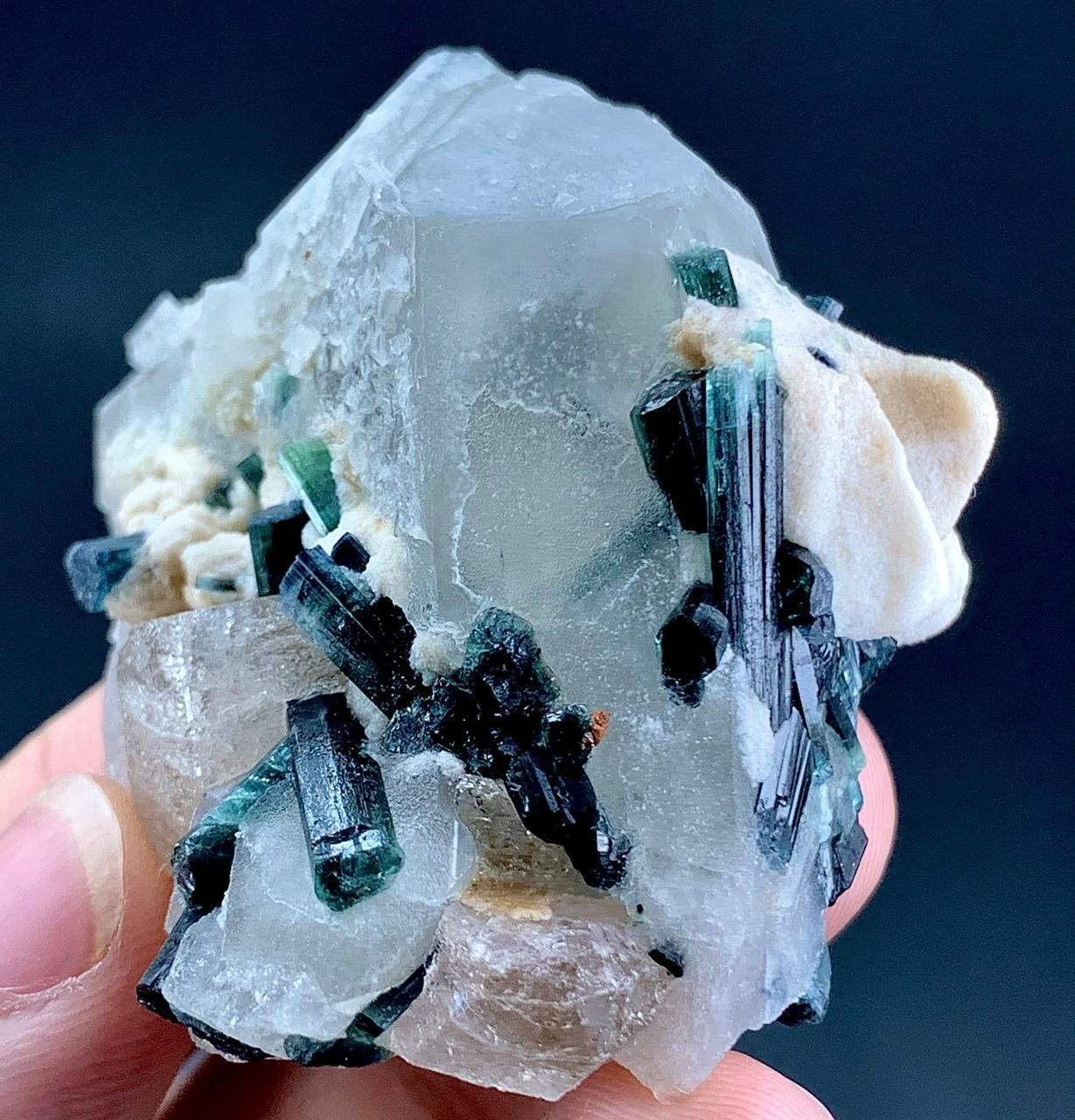 307 Carat Blue Tourmaline Crystal With Quartz Specimen From Afghanistan