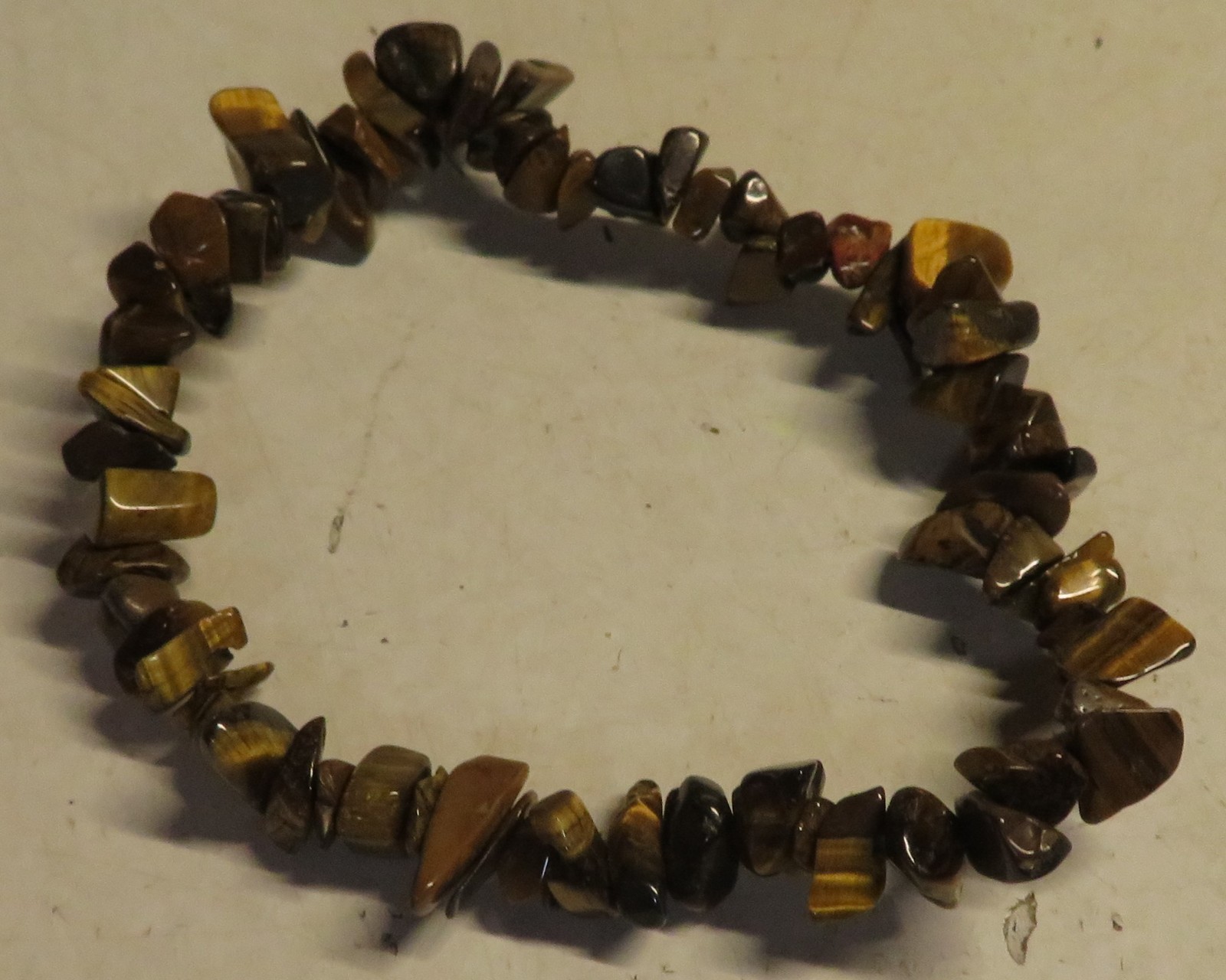 Vintage NATURAL TIGER EYE STONE GEMSTONE STRETCHY CHIP BRACELET Fashion JewelryA