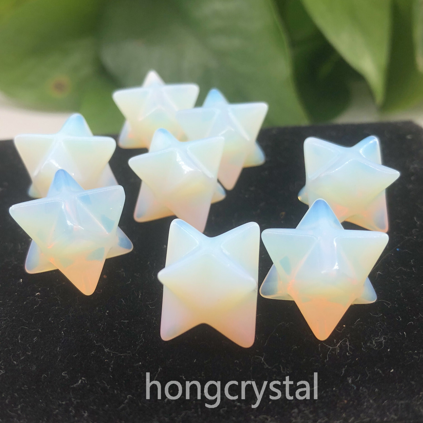 1” Opalite Quartz Hand Caved Merkaba Star SacredGeometry Chakra 5pc