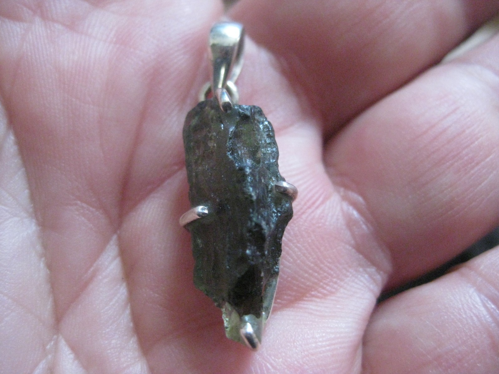 Moldavite pendant Nova Hospode,tektite genuine, Czechia impact glass