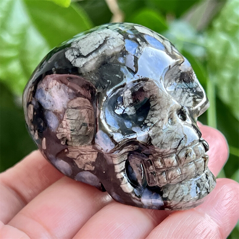 2″ Natural rhyolite Figurines skull Quartz Carved Crystal Skull healing gem 1pc