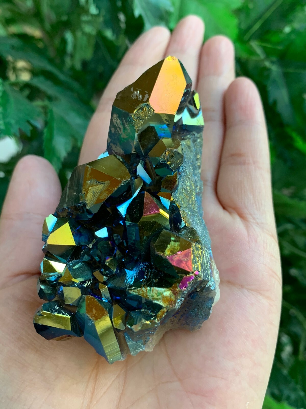 Aura Rainbow Quartz Clusters, Grade A+ Rainbow Aura Quartz Geode, Rainbow Quartz