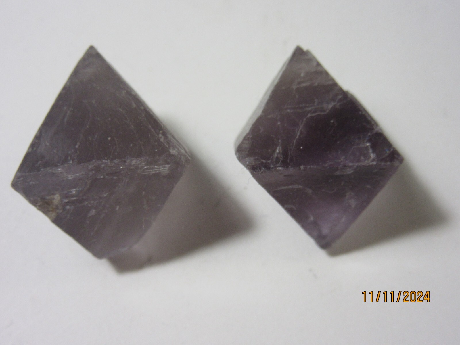 Two (2) Purple Fluorite Octahedrons Crystal Reiki Collectible *New* 2PO-10
